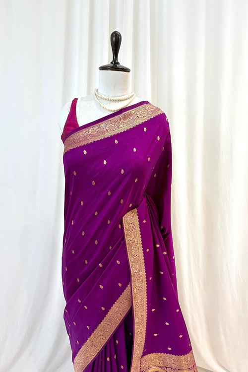 Banarasi soft silk saree - Violet