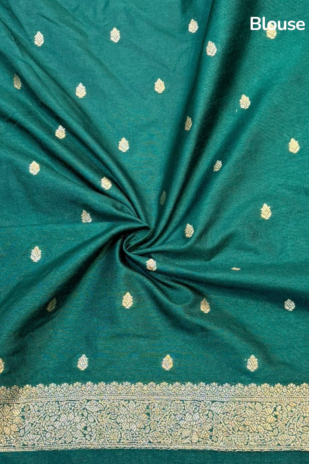 Banarasi soft silk saree - Bottle green