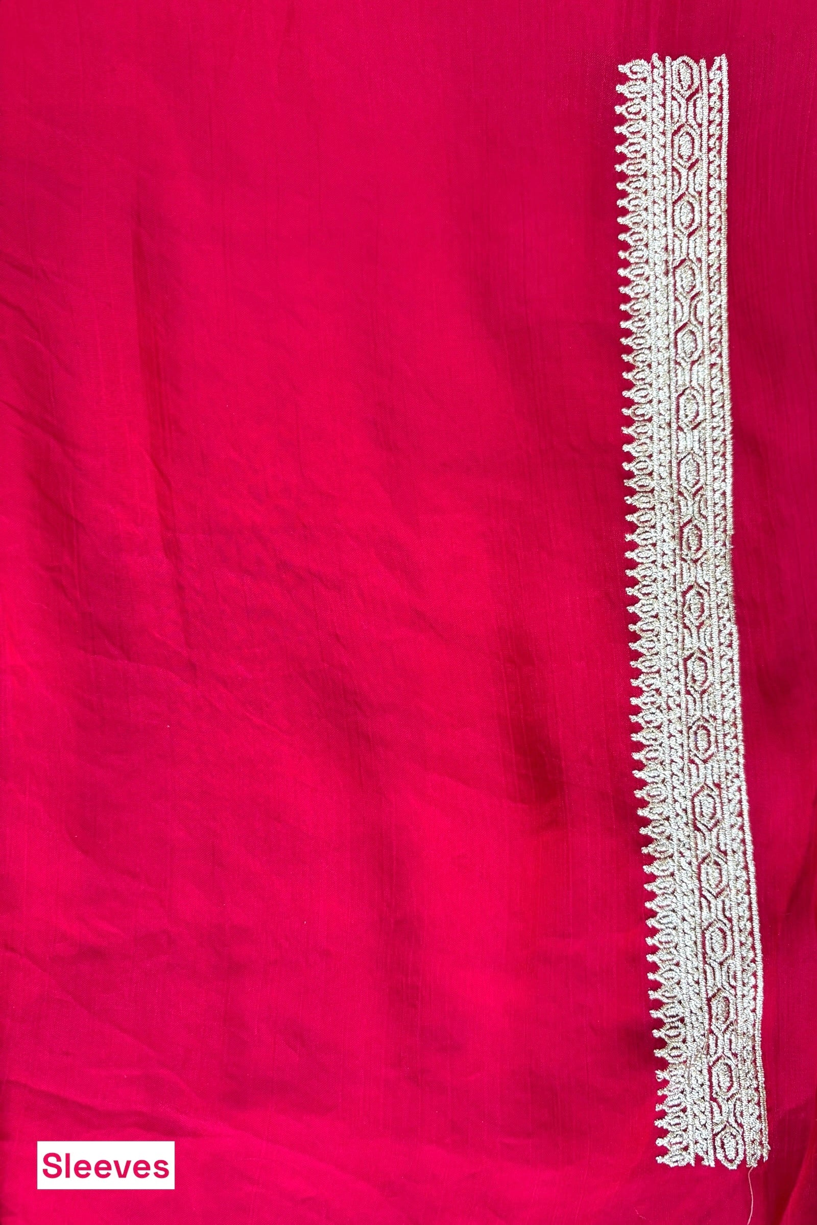 Red embroidered chiffon saree
