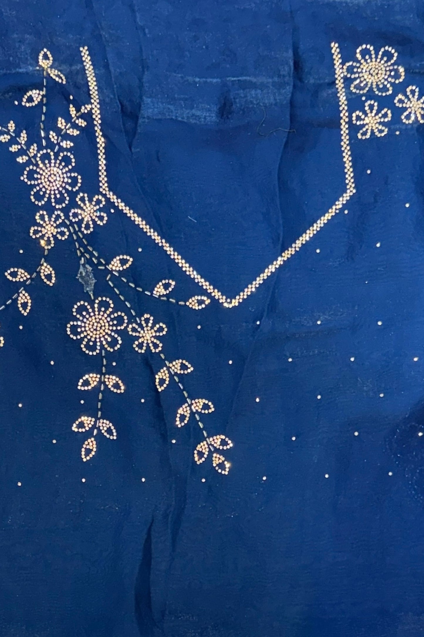 Designer Fendy floral embellished saree - Teal Blue