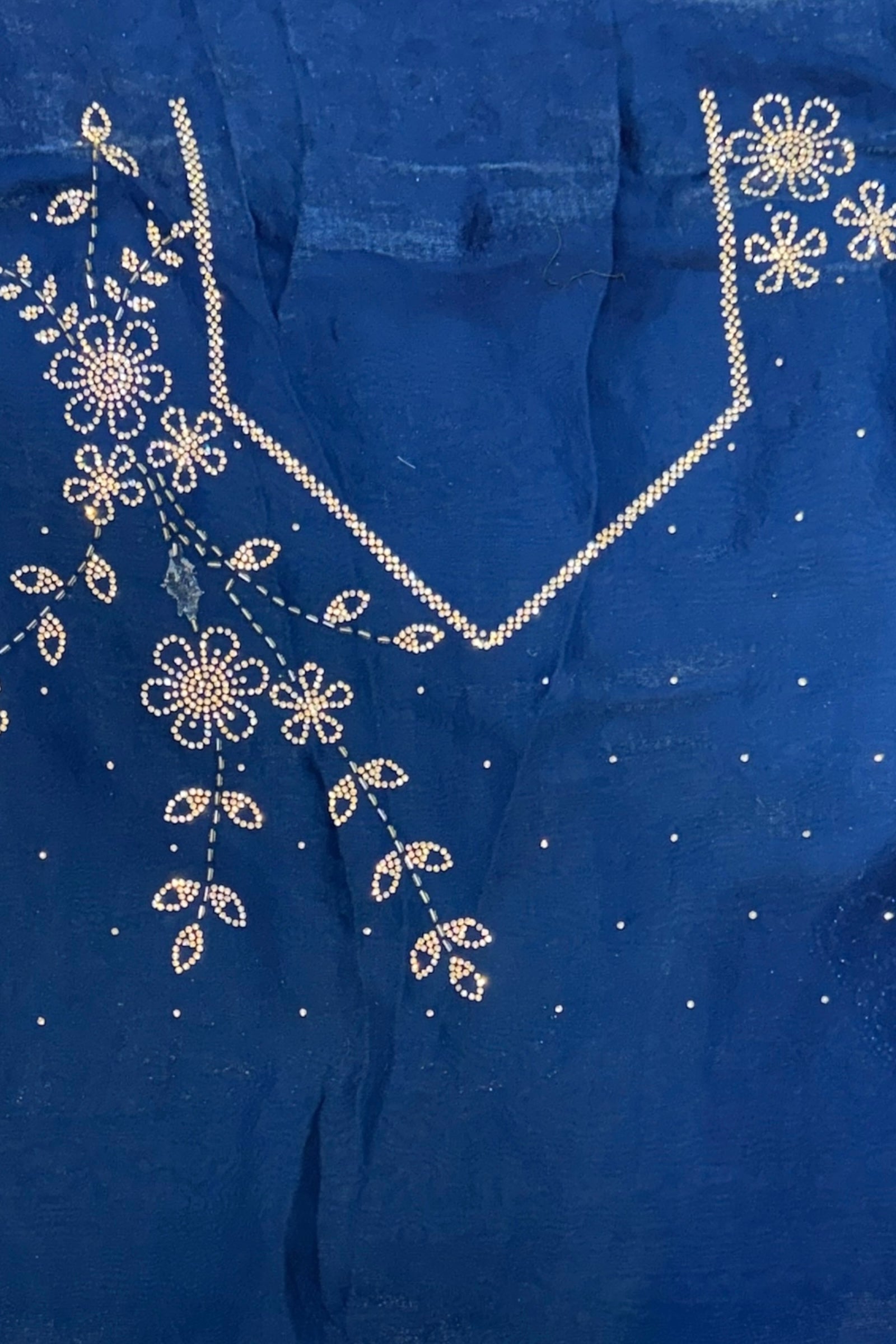 Designer Fendy floral embellished saree - Teal Blue