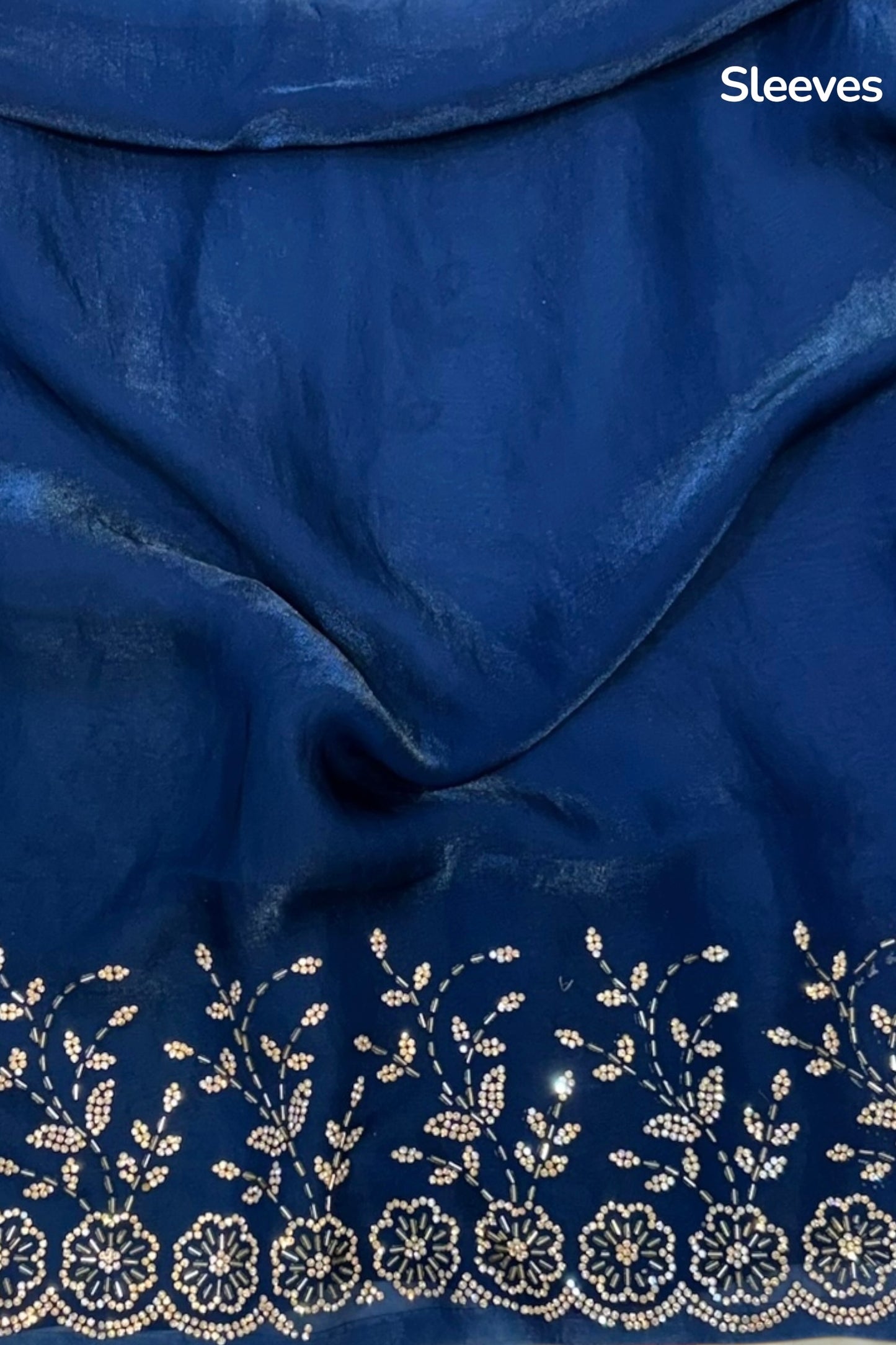 Designer Fendy floral embellished saree - Teal Blue