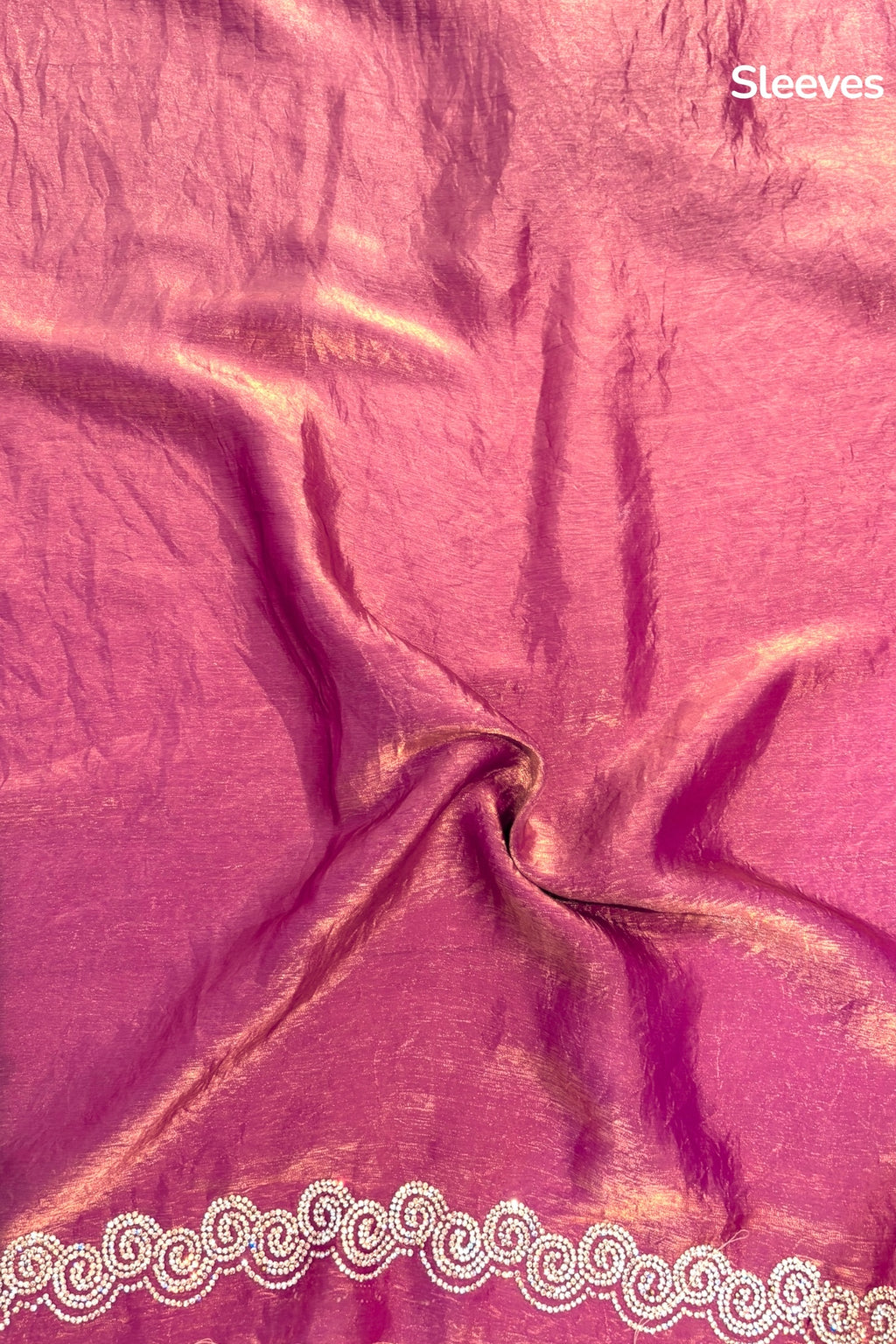 Peach embellished fendy chiffon saree