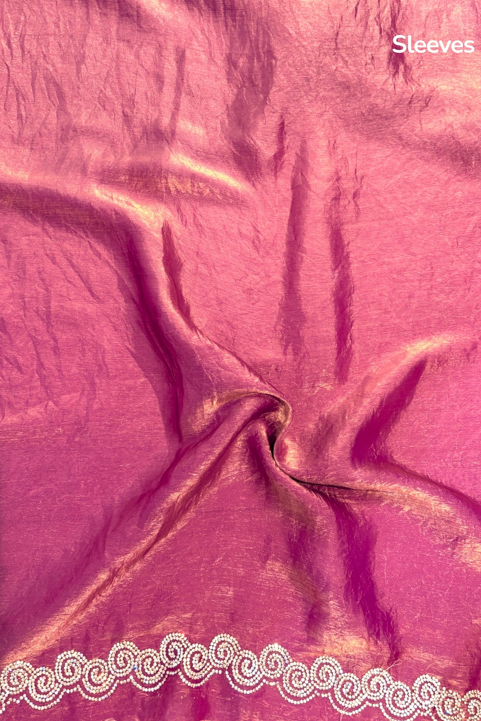 Peach embellished fendy chiffon saree