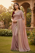 Sheen chiffon swarovski saree - Mauve