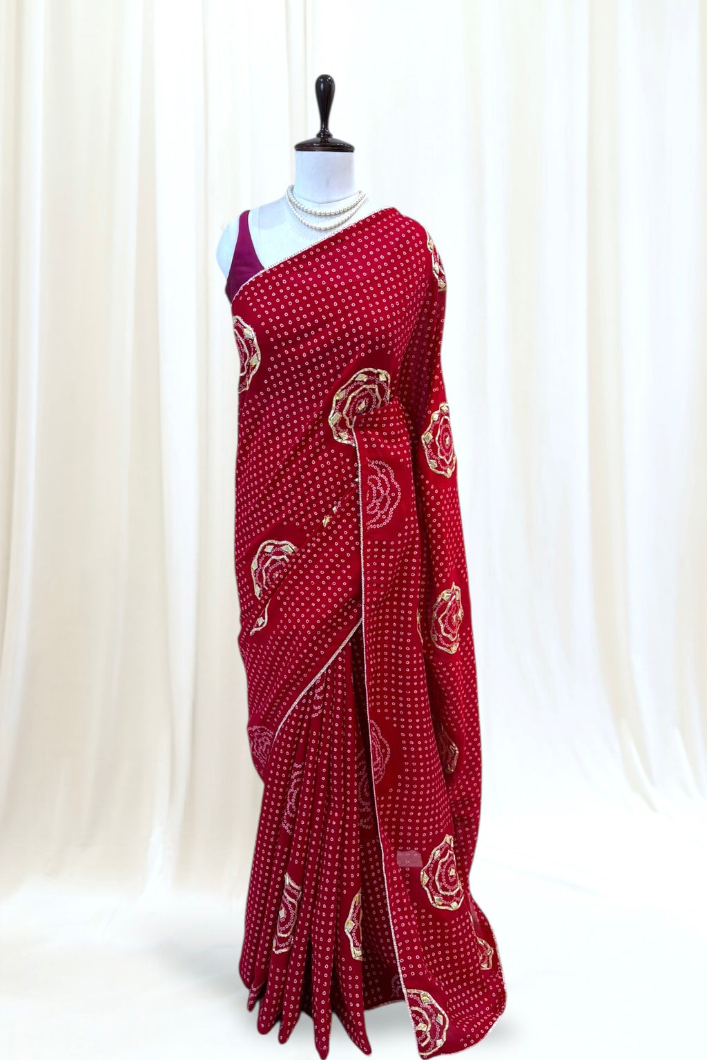 Crimson gottawork saree