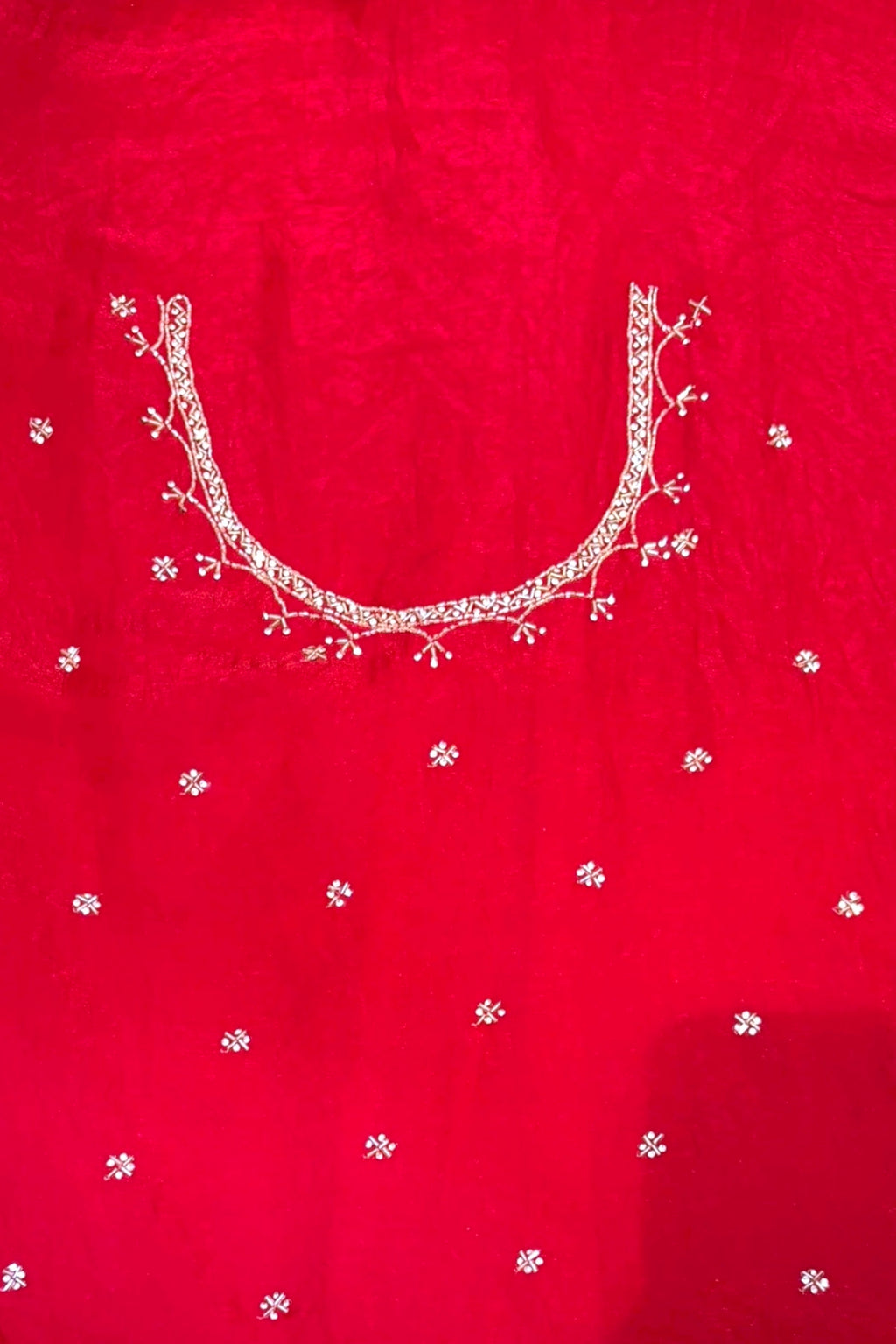 Crimson fendy cutwork saree