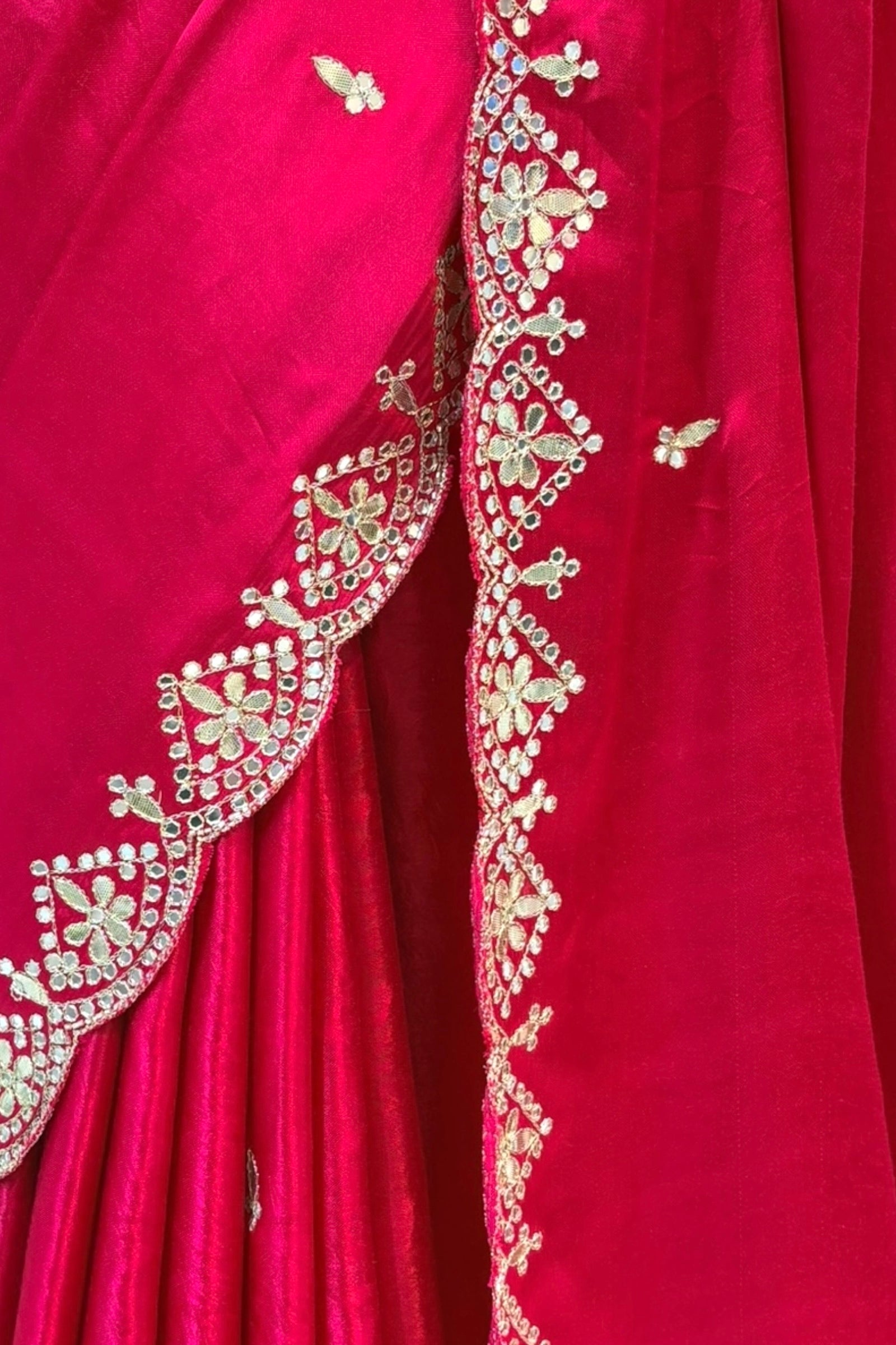 Modal gotta patti saree - Rani pink