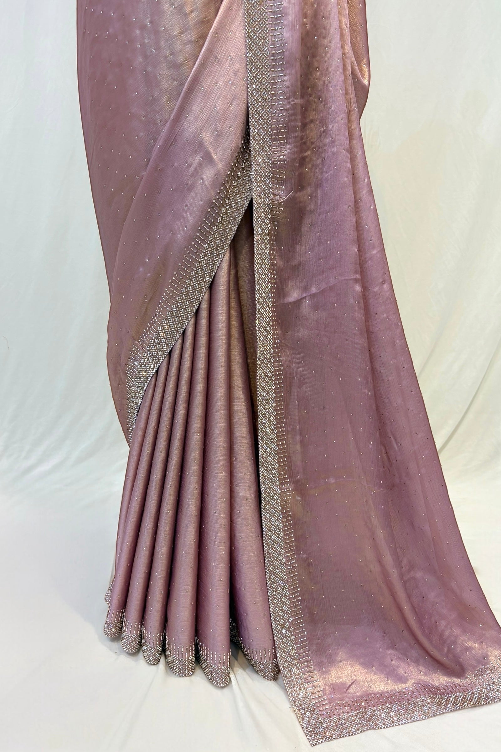 Sheen chiffon swarovski saree - Mauve