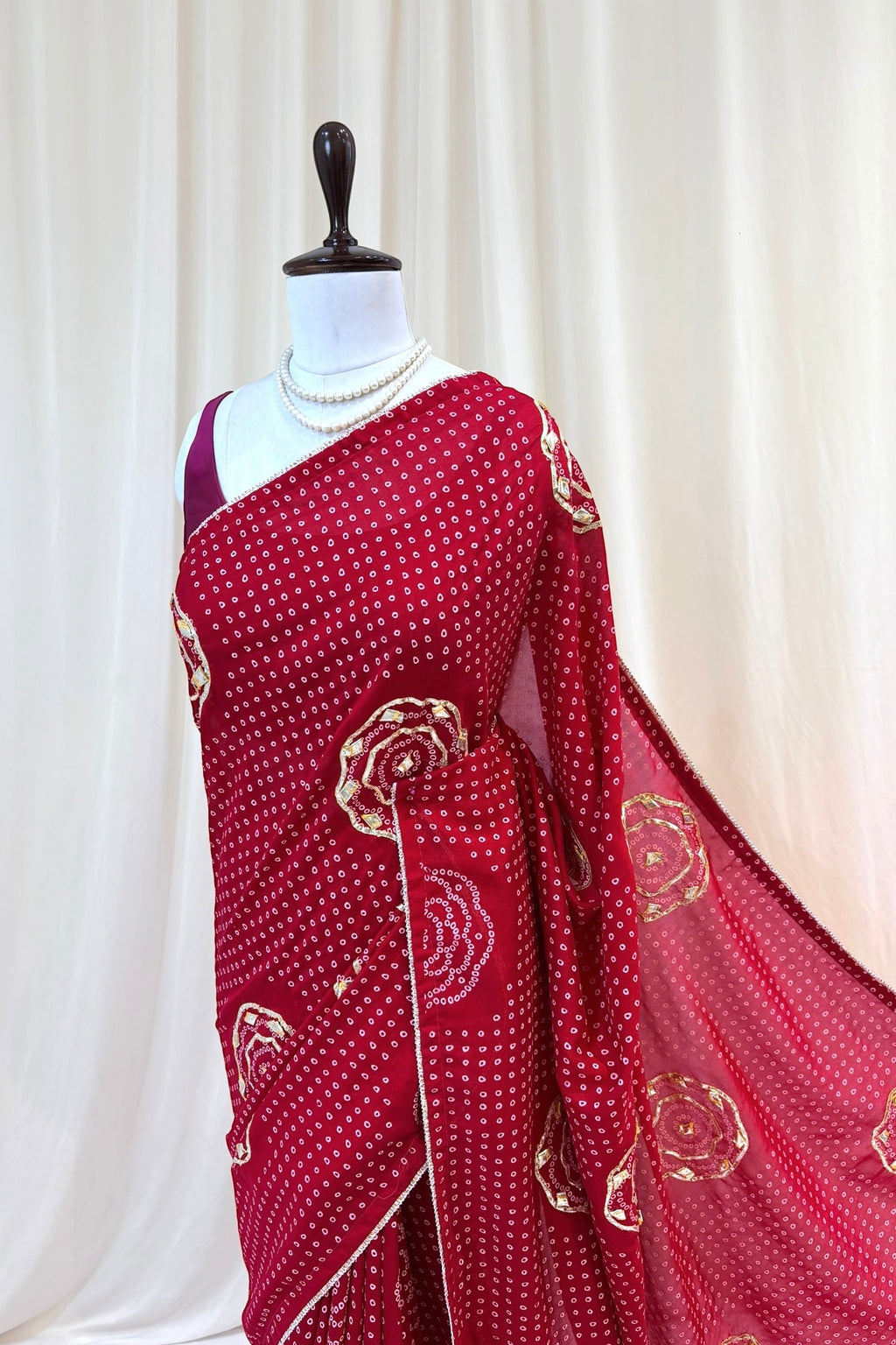 Crimson gottawork saree