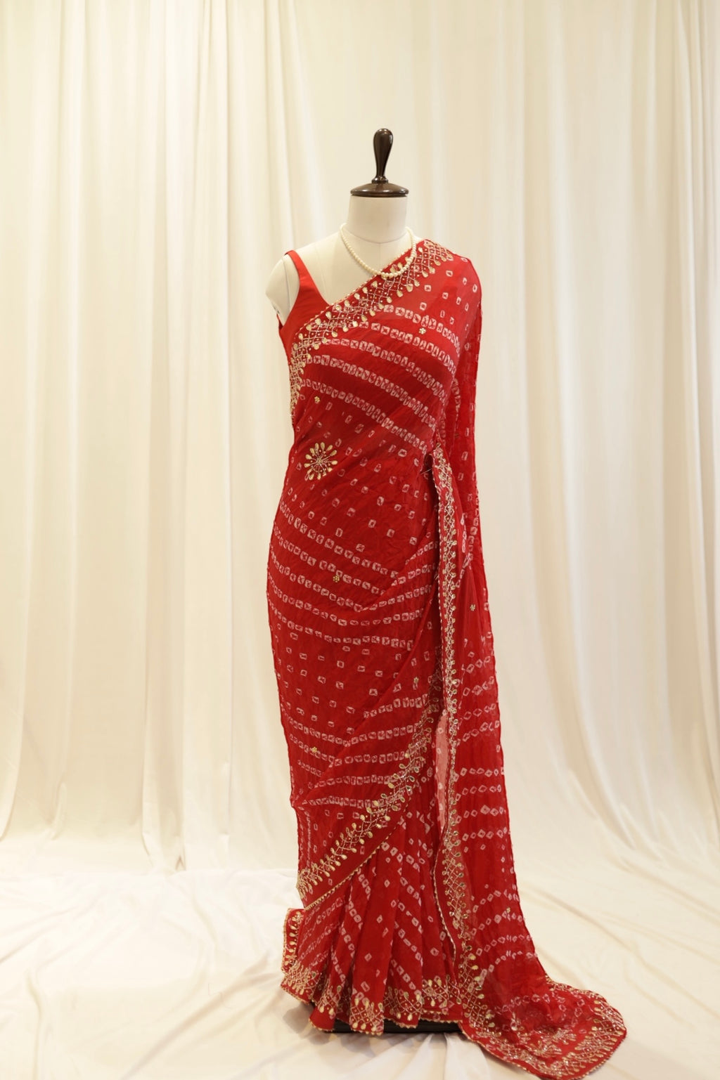 Pure viscose bandhani saree - Red