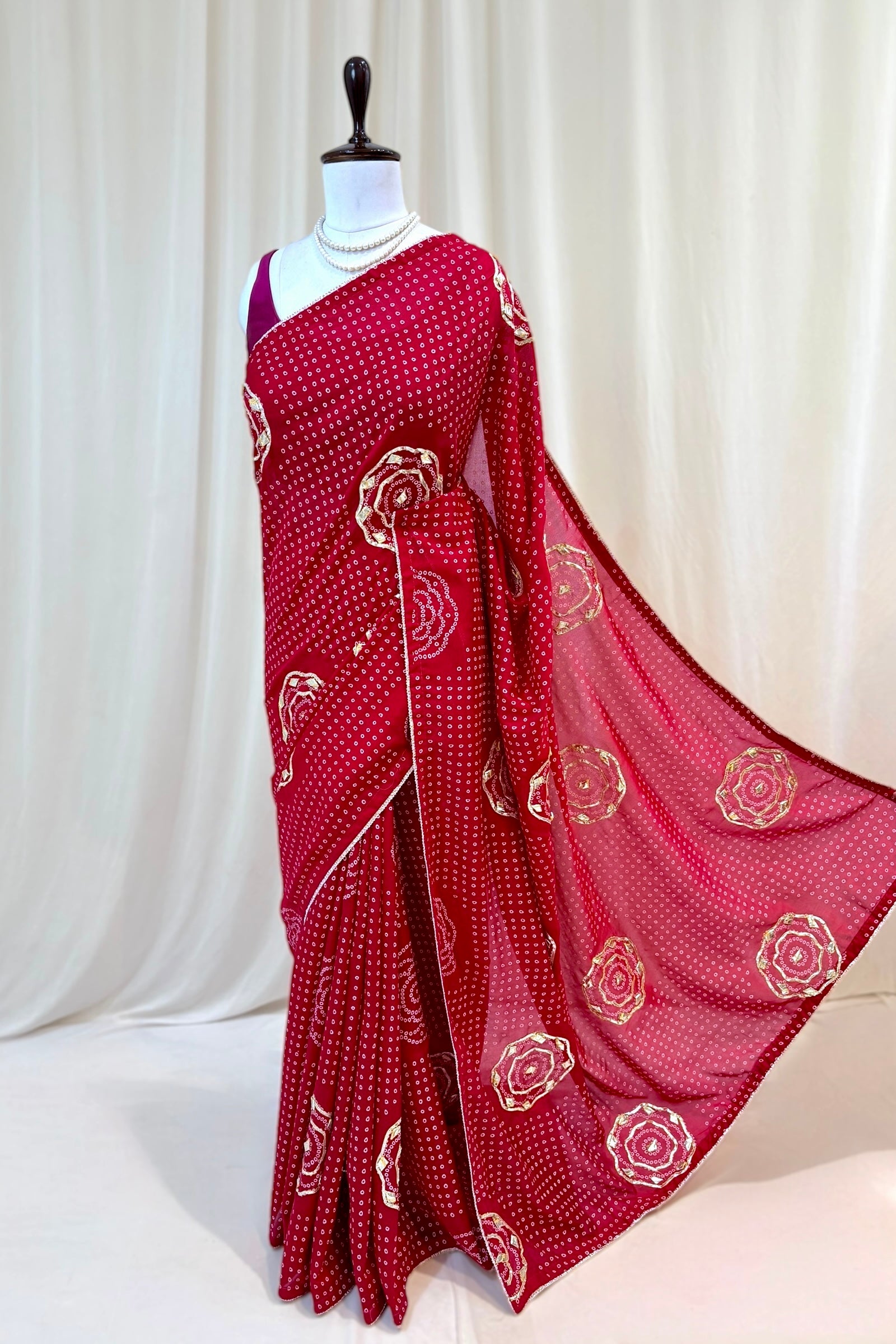 Crimson gottawork saree