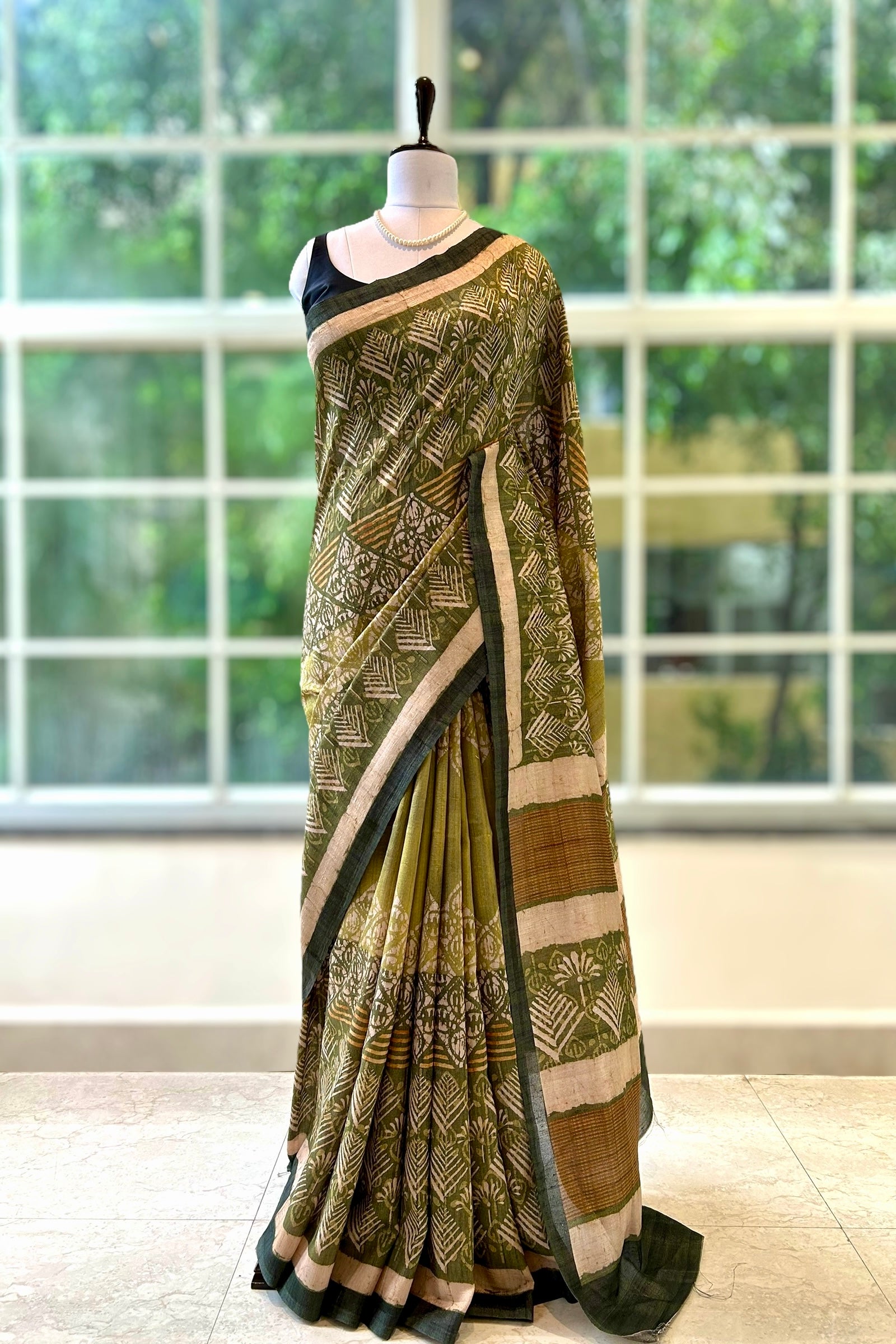 Tussar silk saree - Green