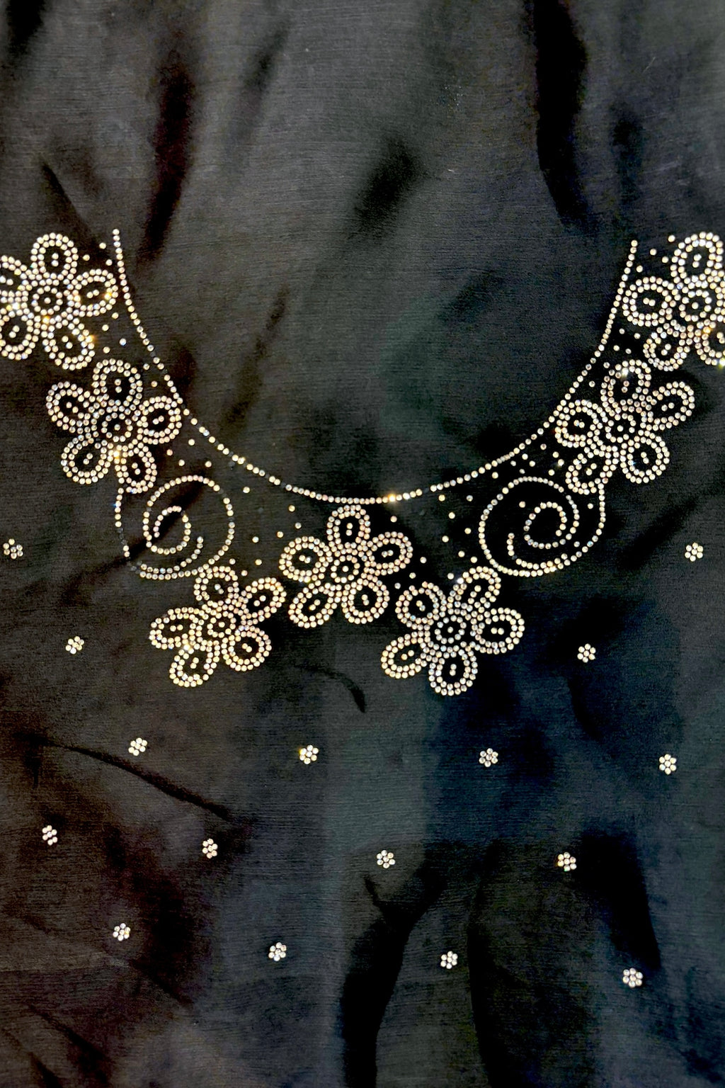 Minimalist swarovski chiffon saree - Black