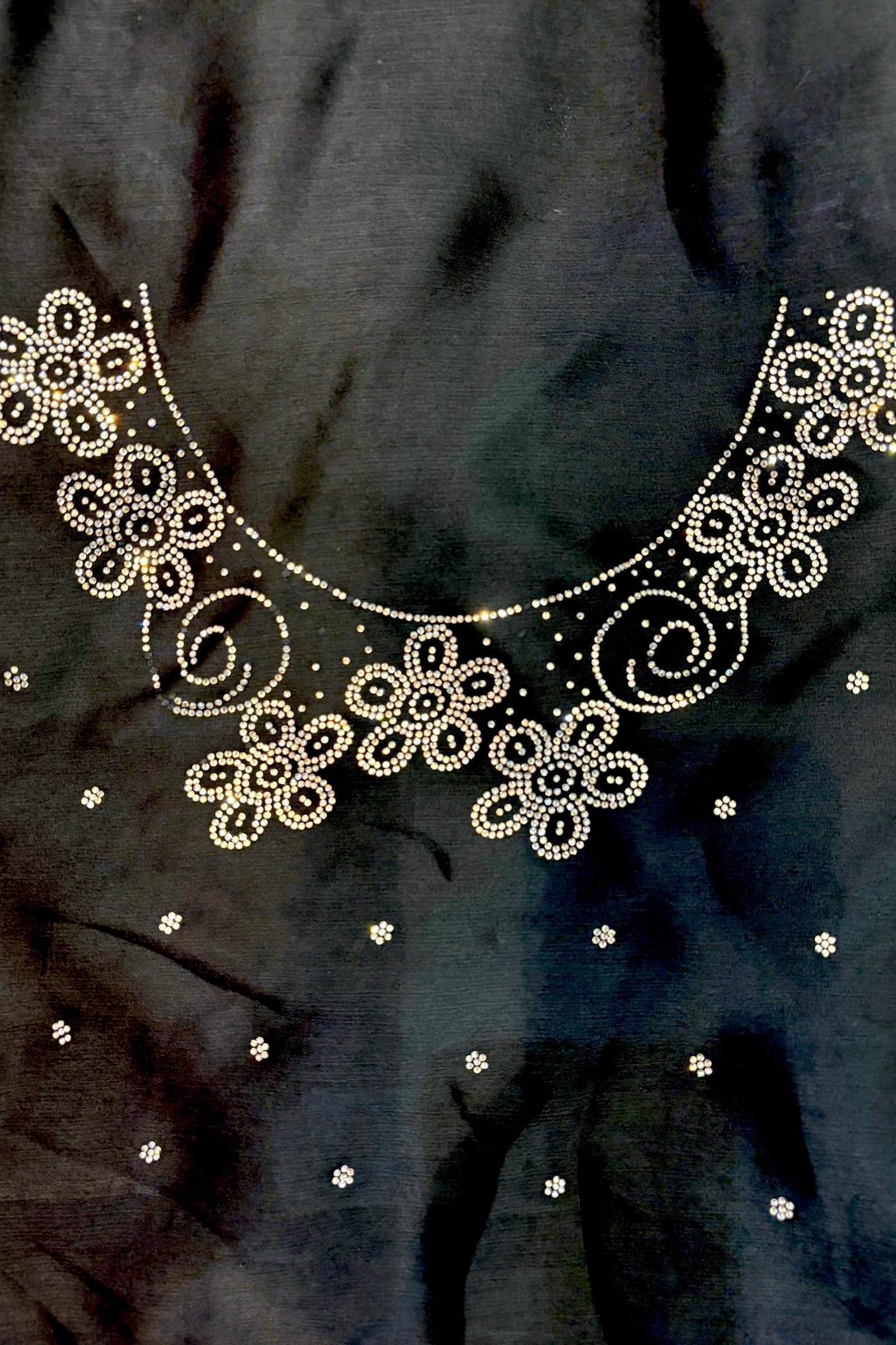 Minimalist swarovski chiffon saree - Black