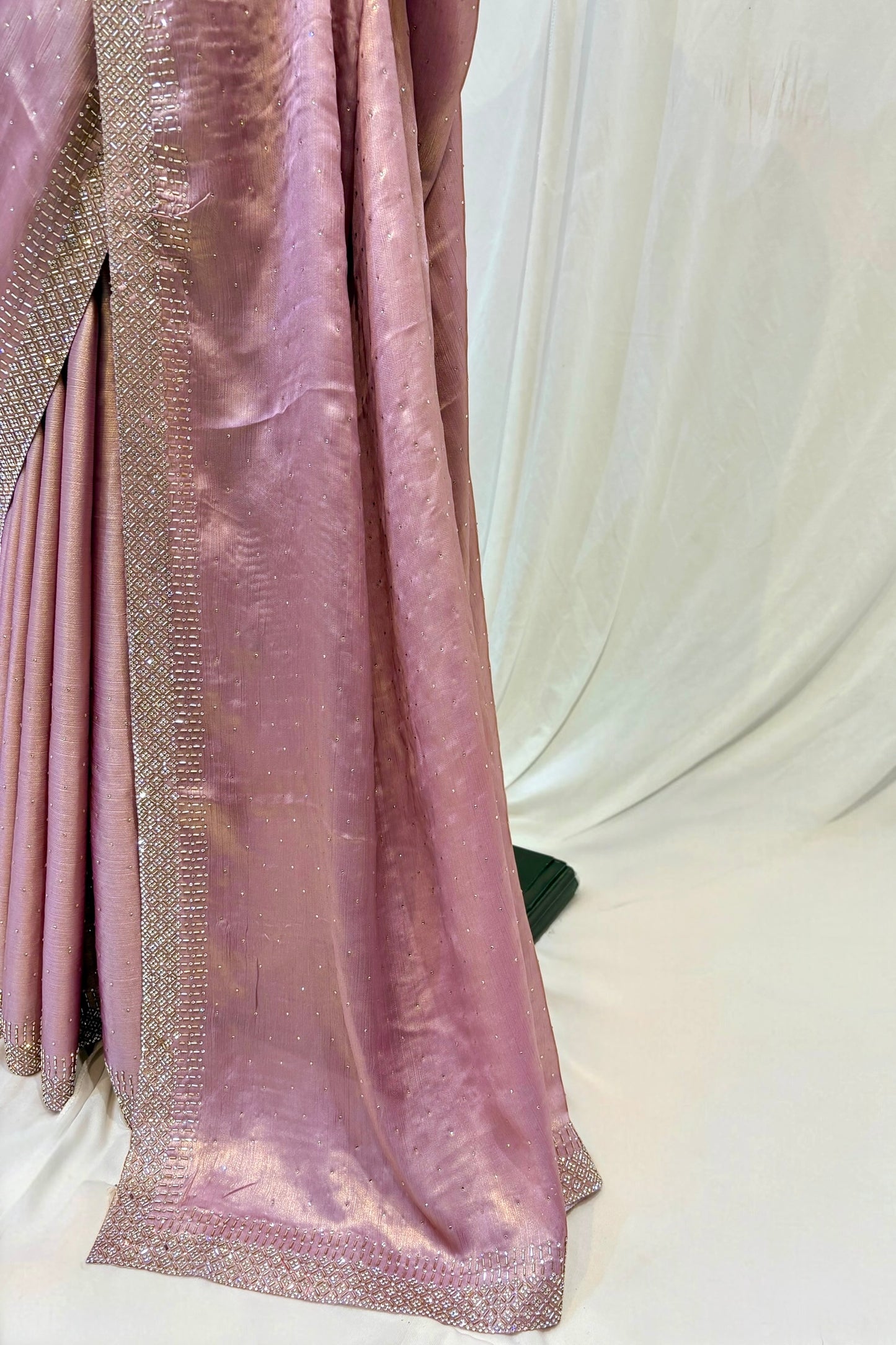 Sheen chiffon swarovski saree - Mauve