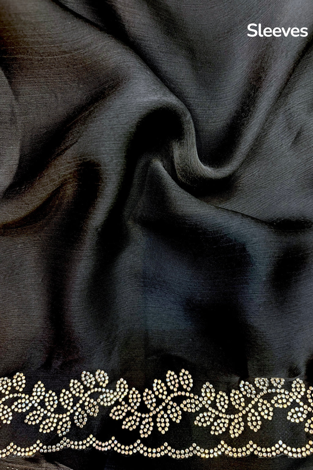 Minimalist swarovski chiffon saree - Black