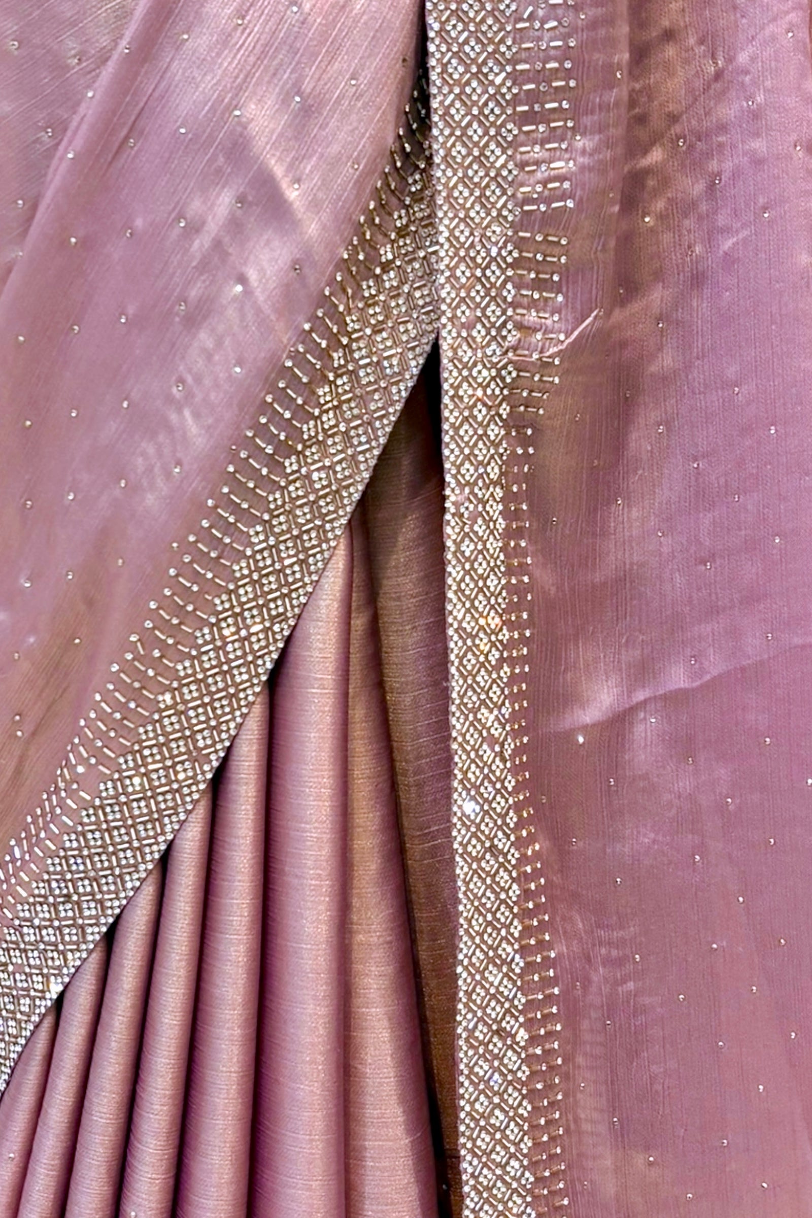 Sheen chiffon swarovski saree - Mauve