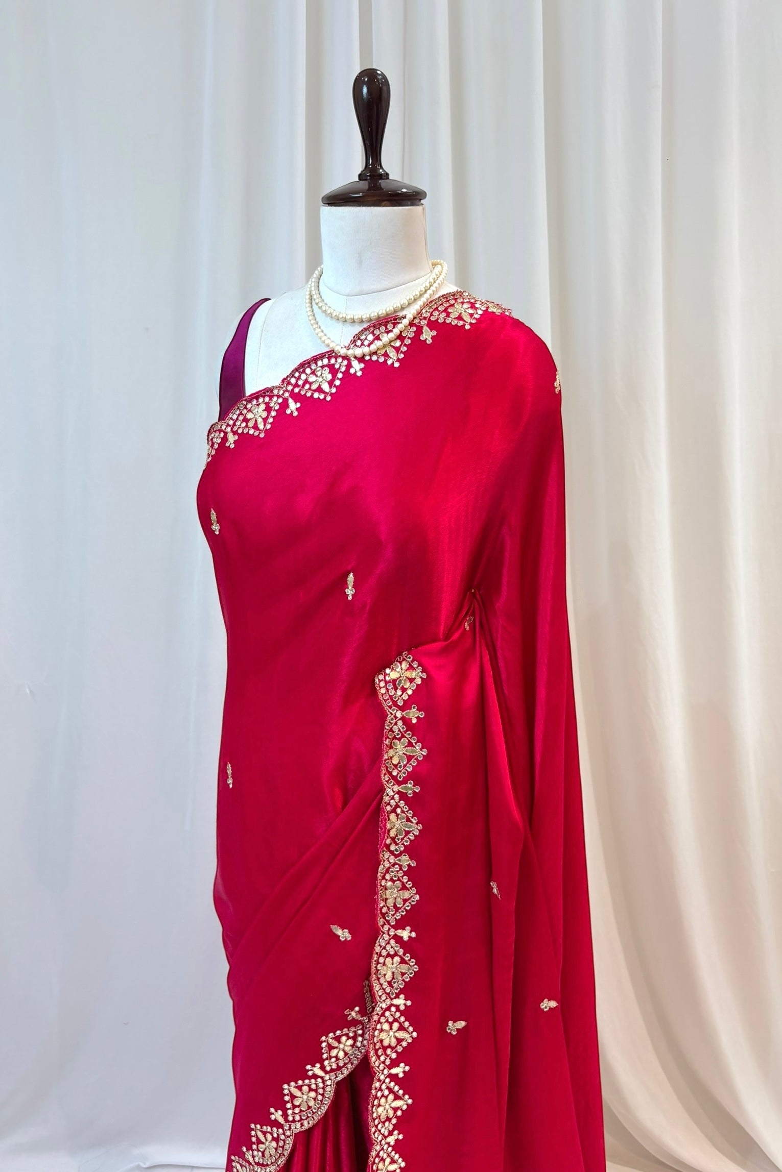 Modal gotta patti saree - Rani pink