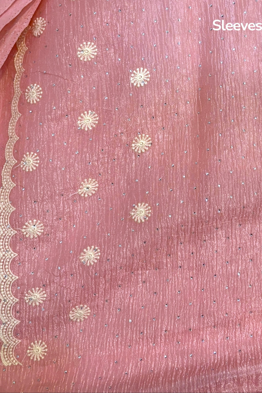 Baby pink threadwork fancy saree