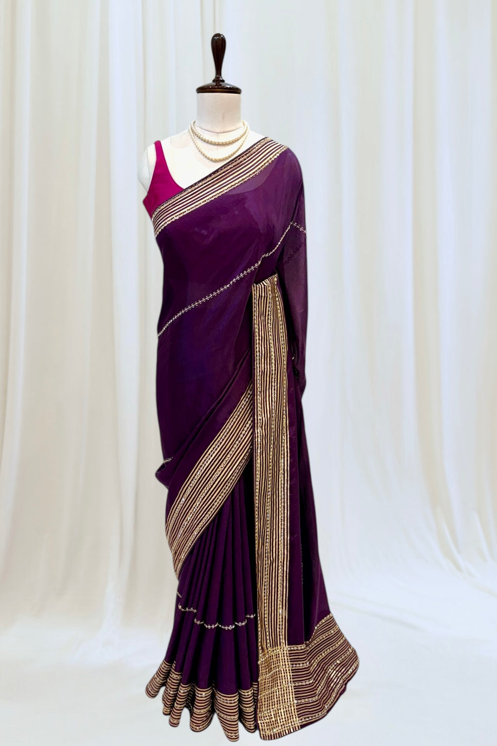 Ho silk cutwork embellished saree - Violet