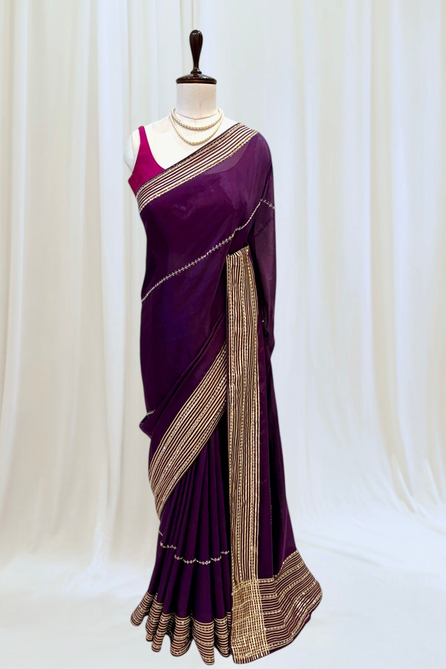 Ho silk cutwork embellished saree - Violet