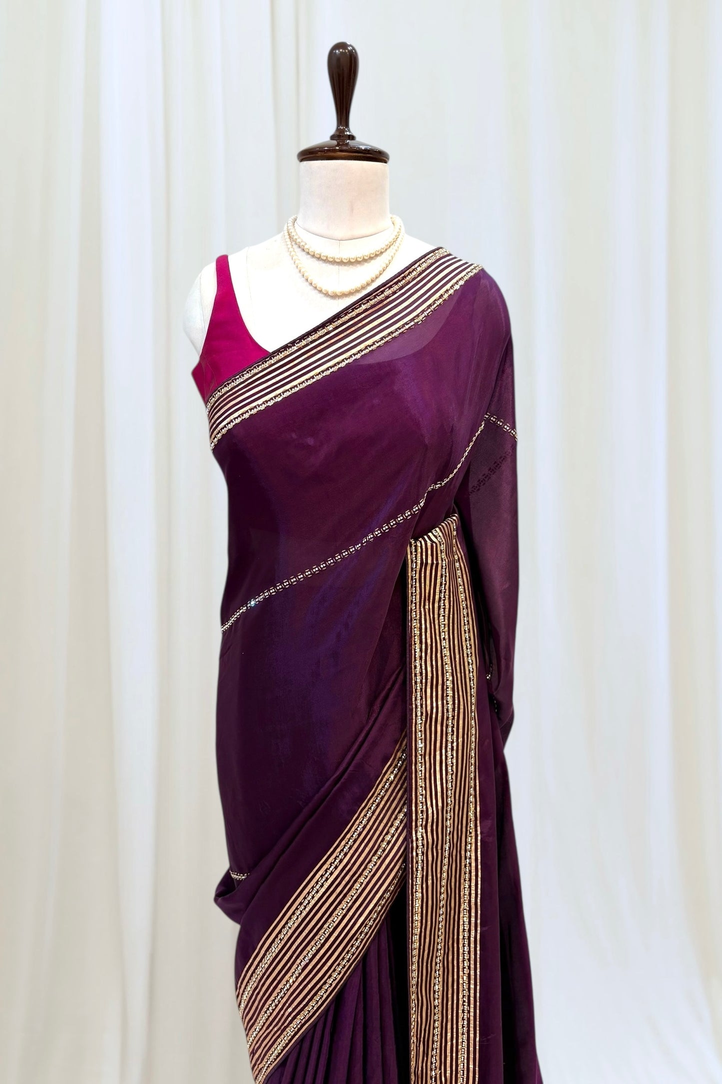 Ho silk cutwork embellished saree - Violet