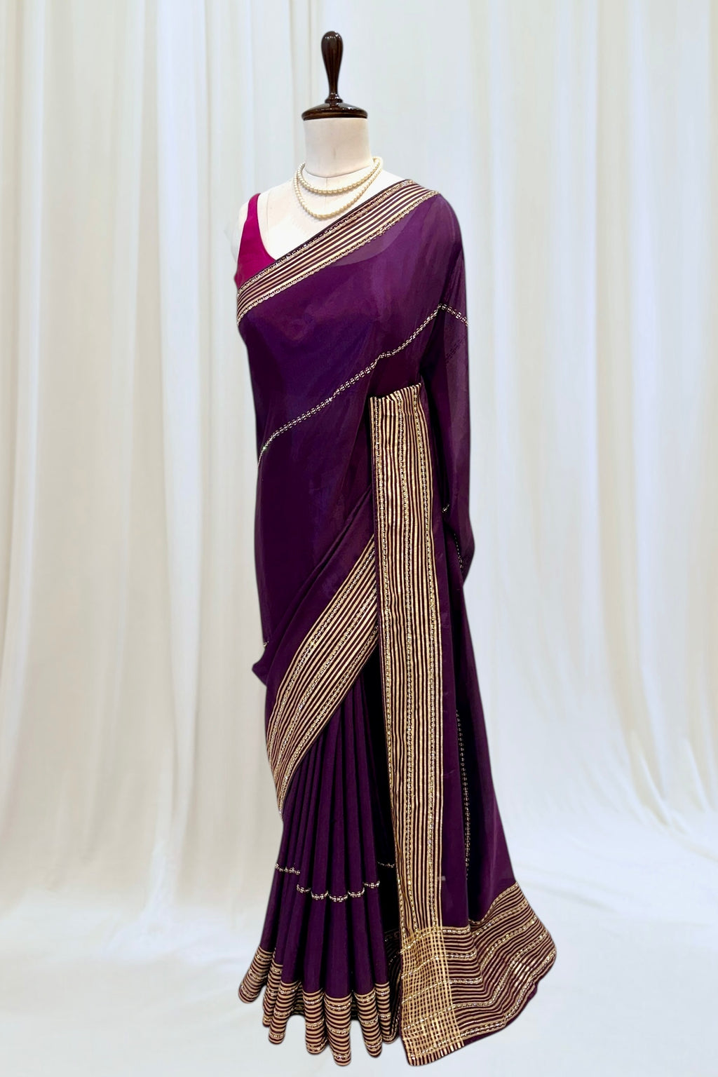 Ho silk cutwork embellished saree - Violet
