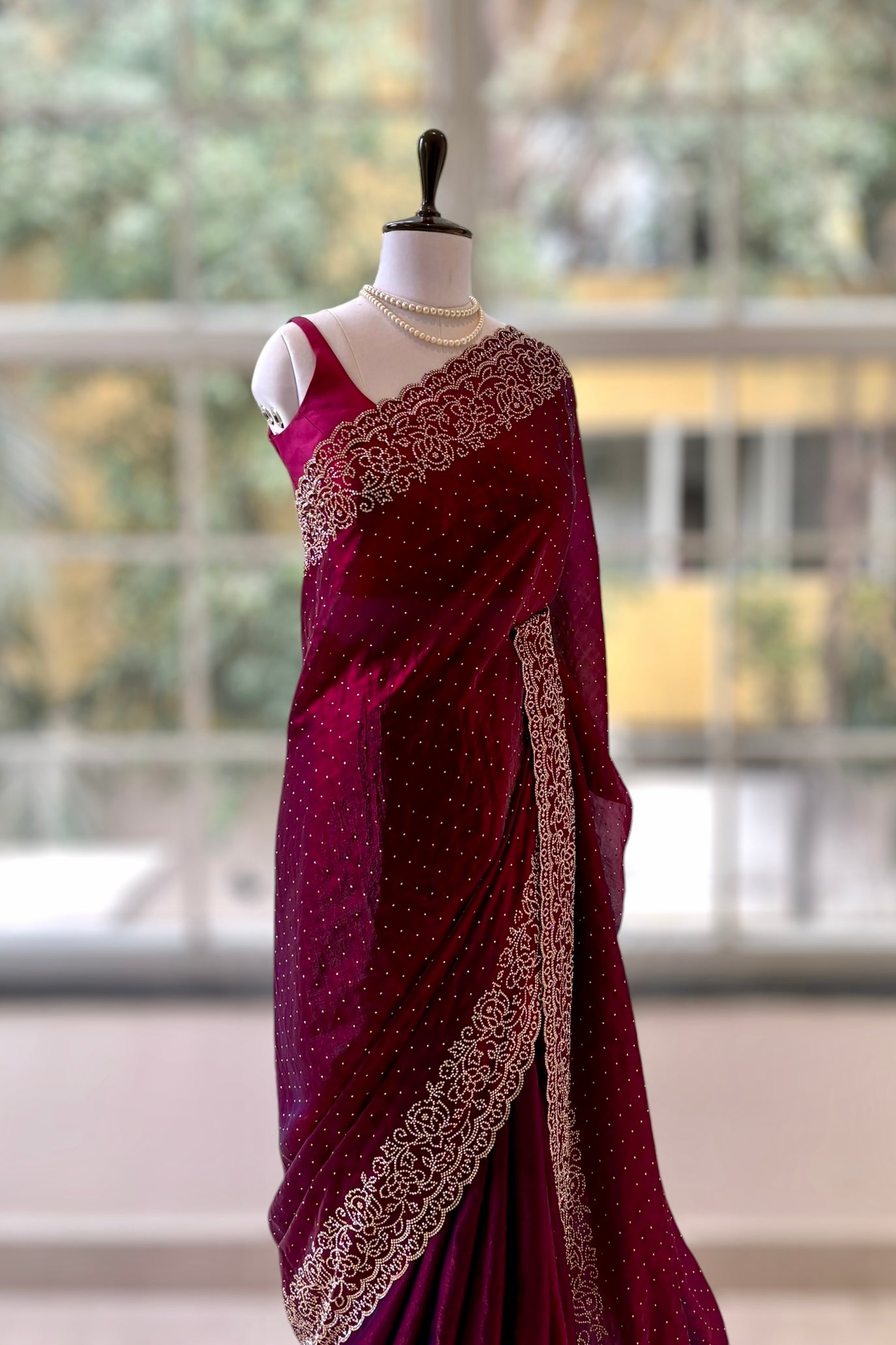 Fendy swarovski embellished saree