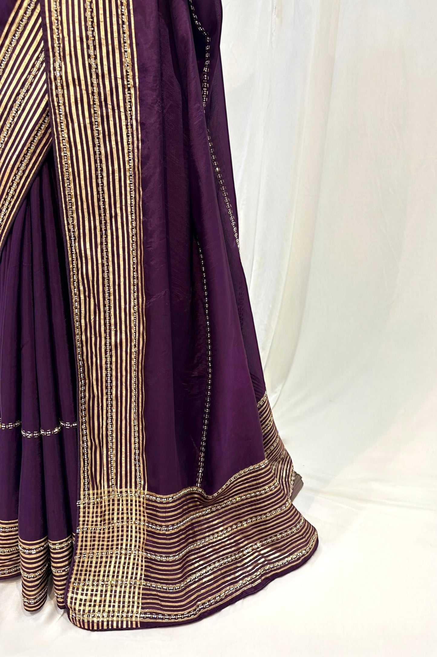 Ho silk cutwork embellished saree - Violet