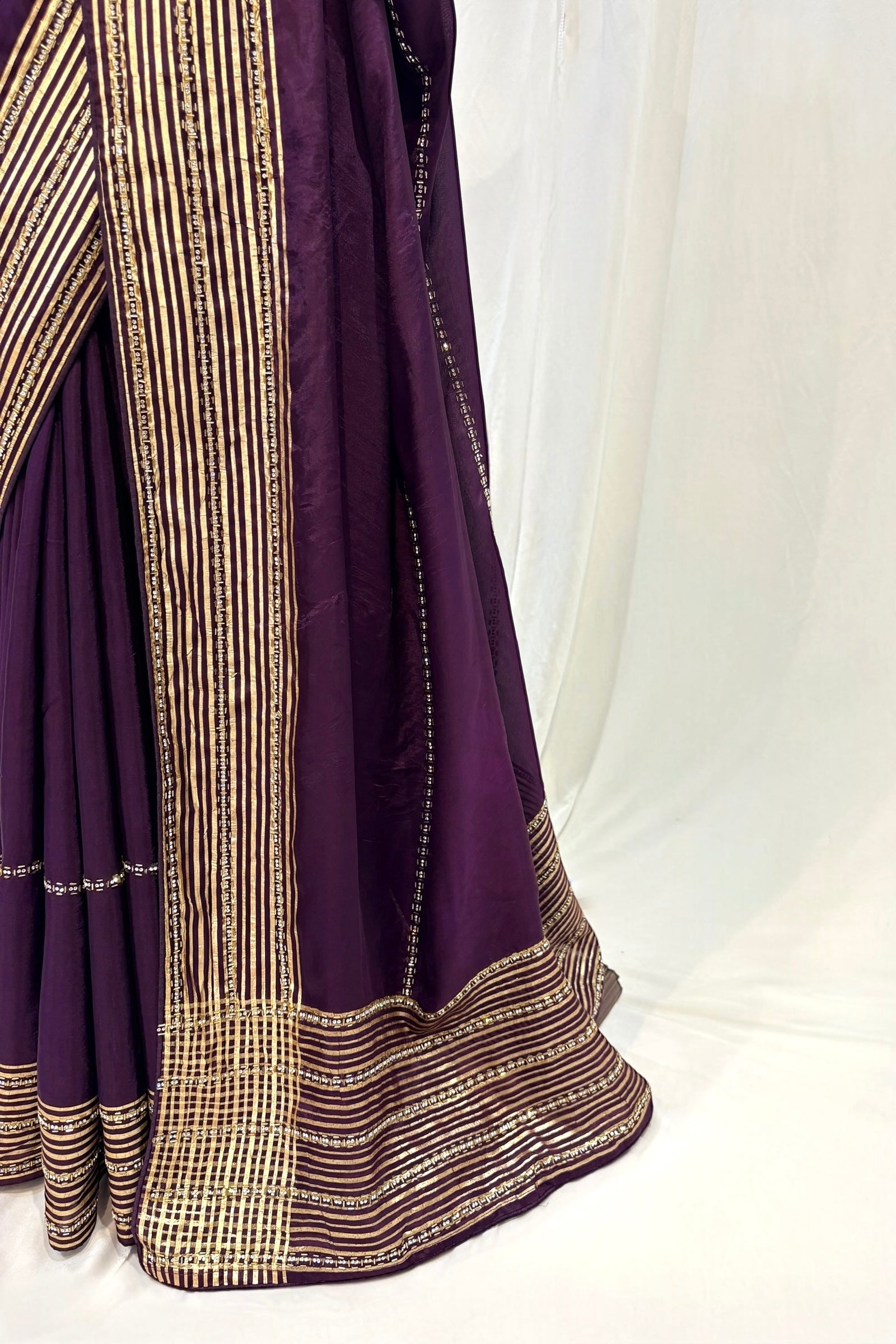 Ho silk cutwork embellished saree - Violet