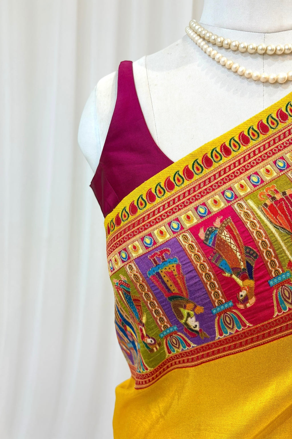 Position print soft silk saree - Yellow