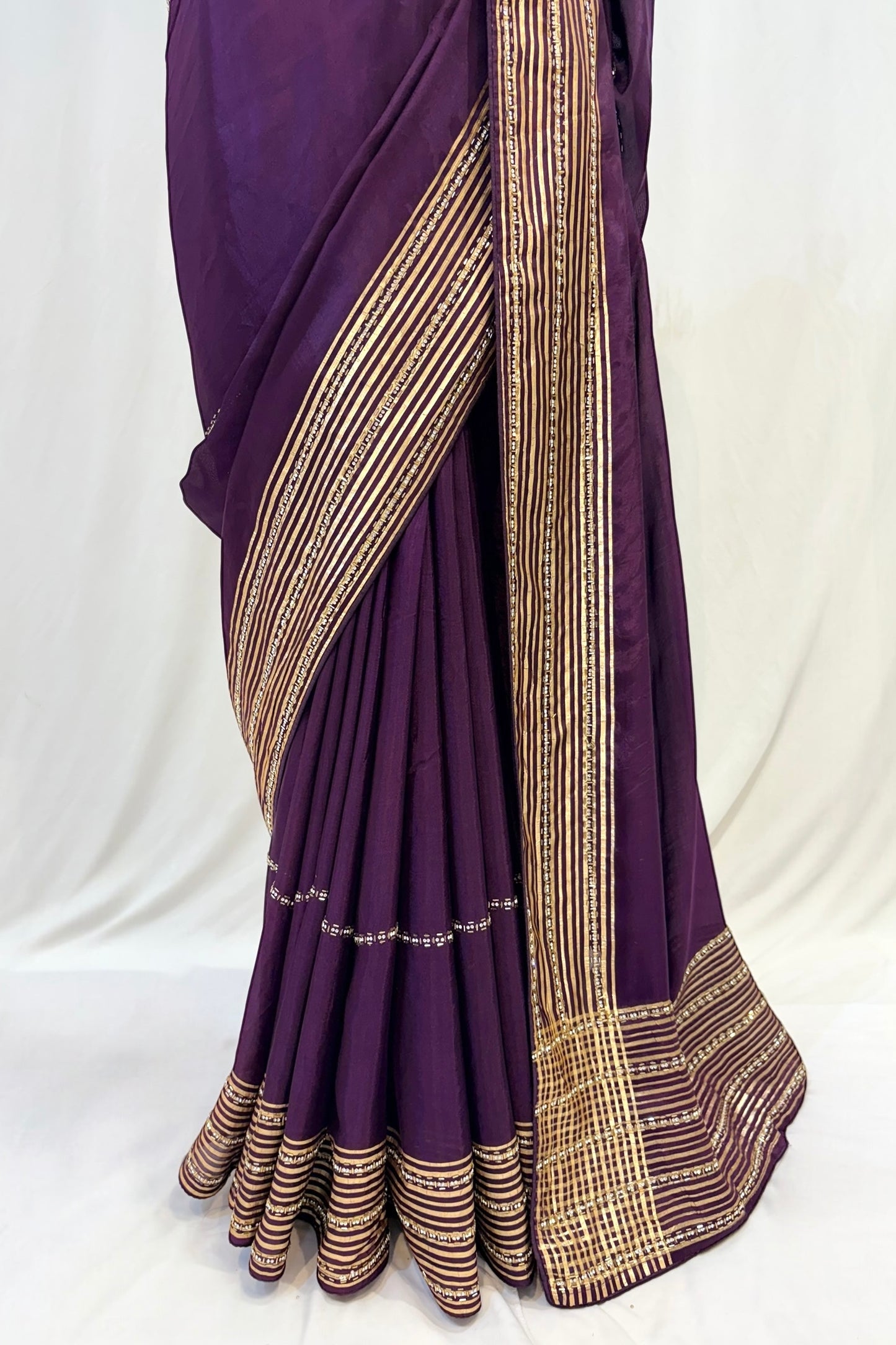 Ho silk cutwork embellished saree - Violet