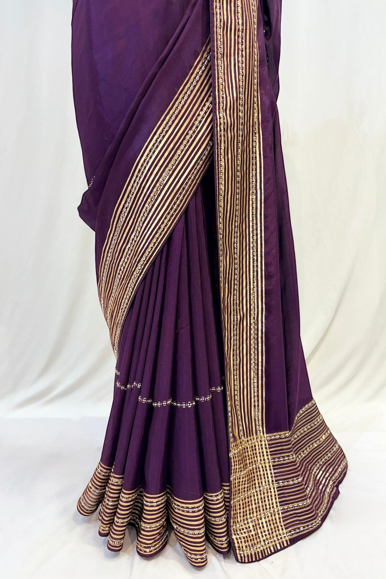 Ho silk cutwork embellished saree - Violet