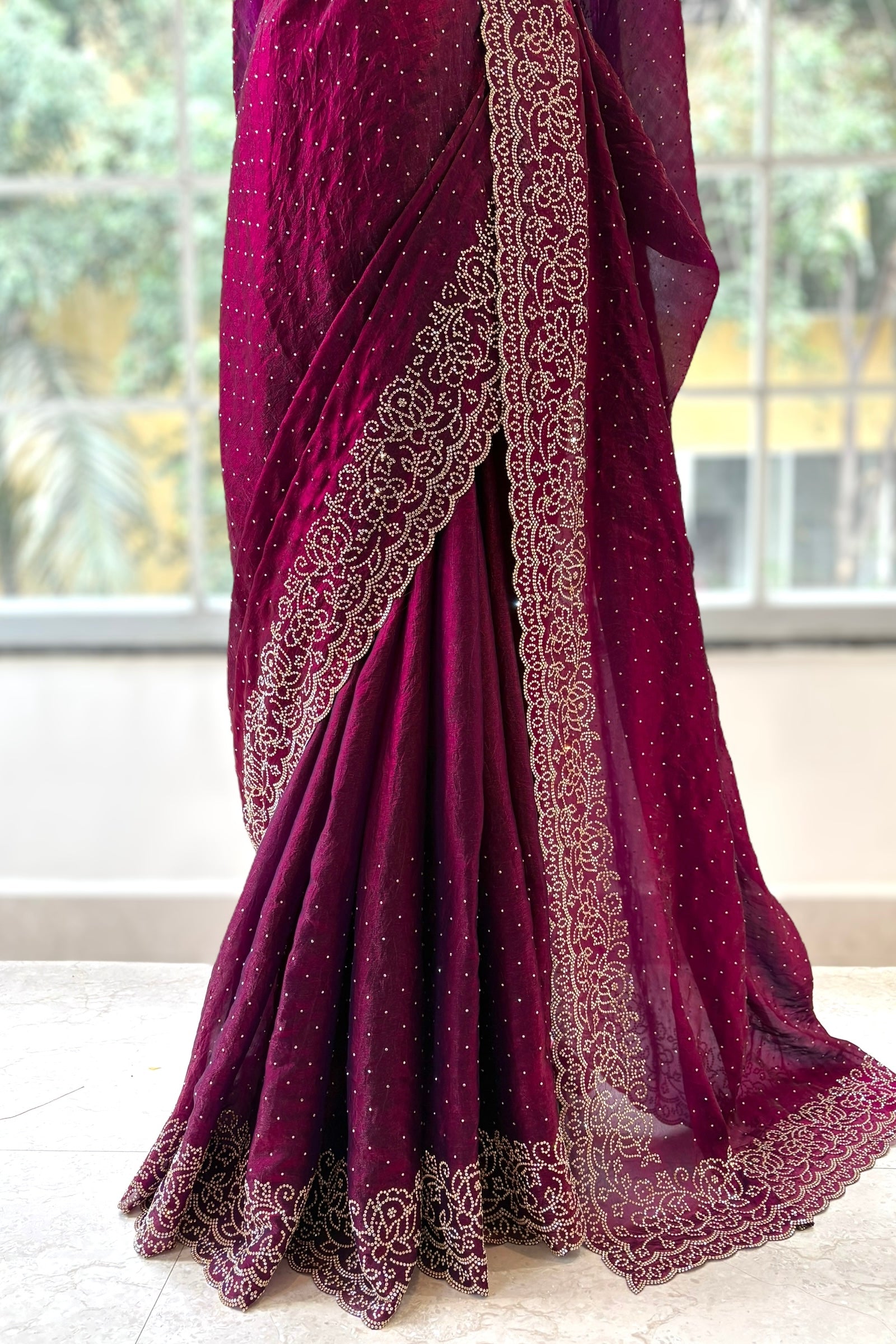 Fendy swarovski embellished saree