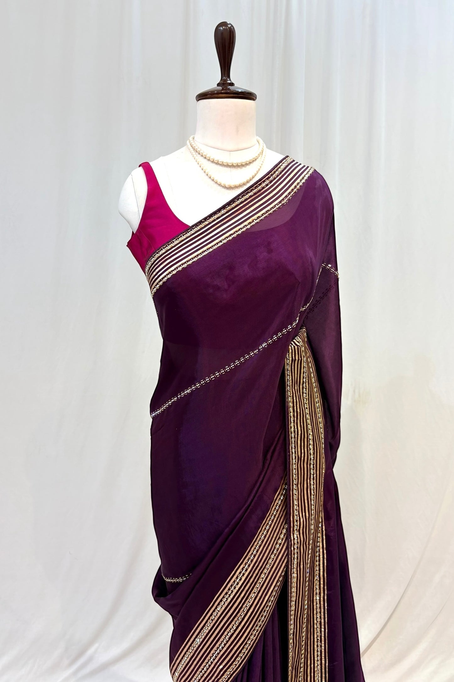 Ho silk cutwork embellished saree - Violet