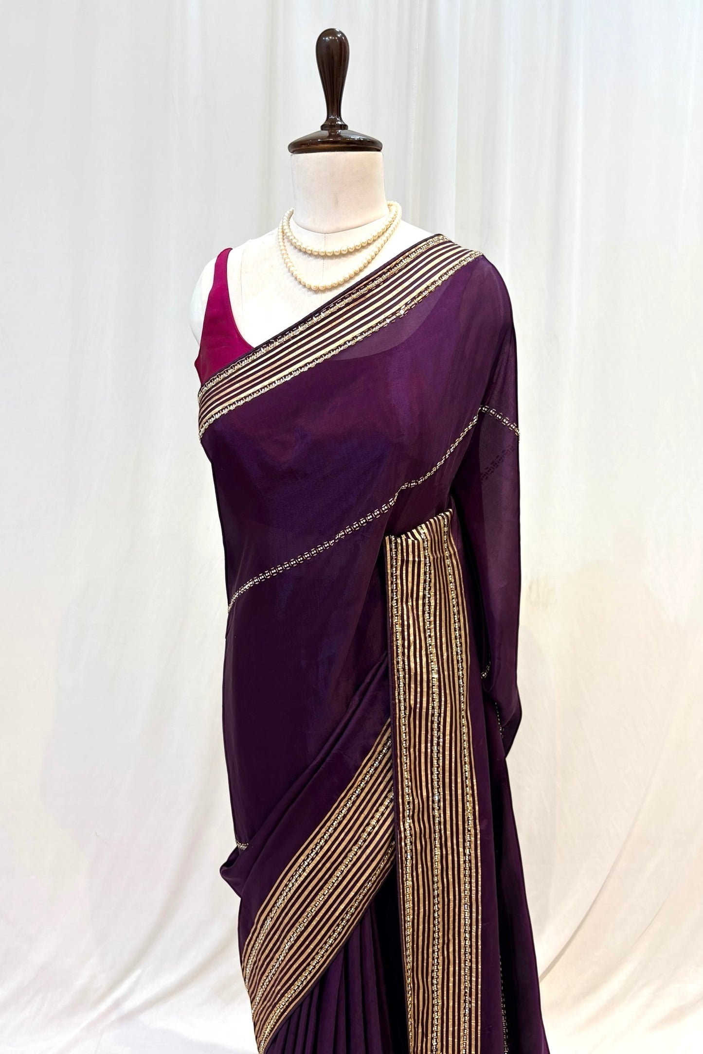 Ho silk cutwork embellished saree - Violet