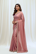Sheen chiffon swarovski saree - Peach
