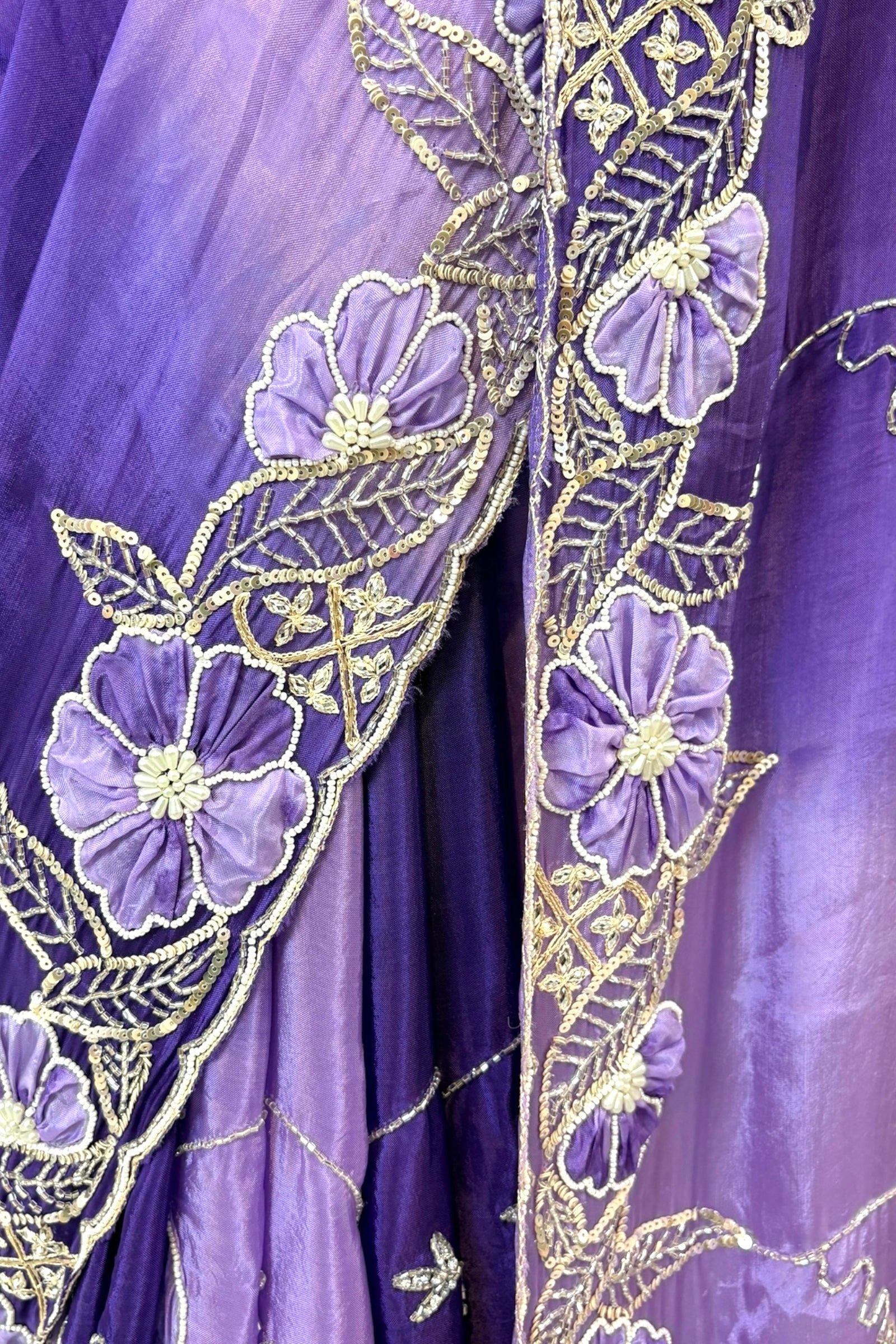 Soft satin organza shaded saree - Royal purple