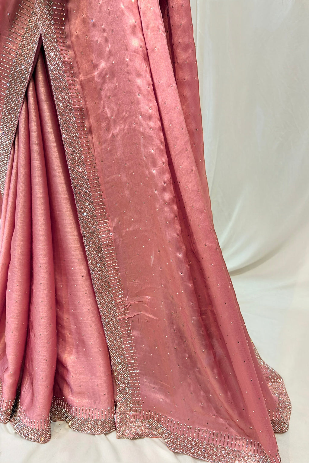 Sheen chiffon swarovski saree - Peach
