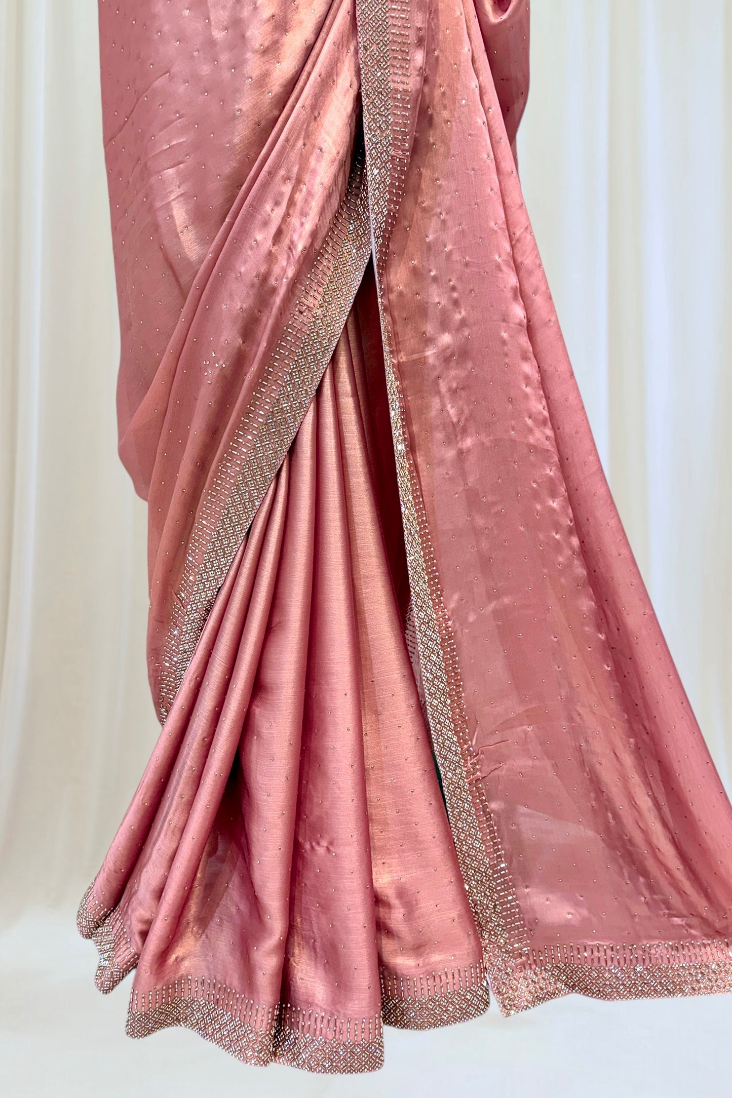 Sheen chiffon swarovski saree - Peach