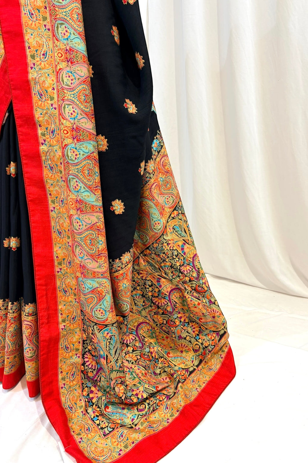 Black multicolour soft silk saree