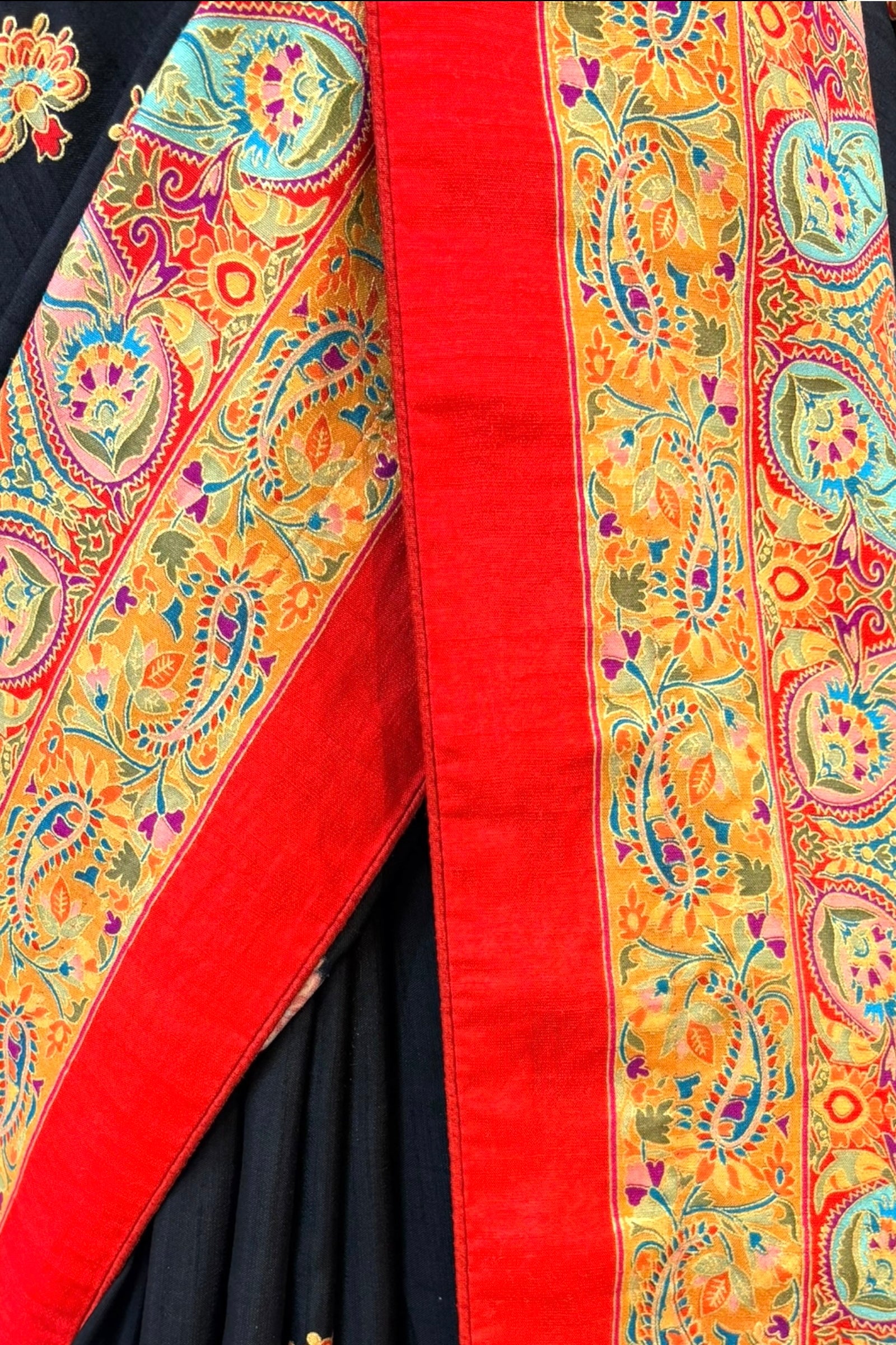 Black multicolour soft silk saree