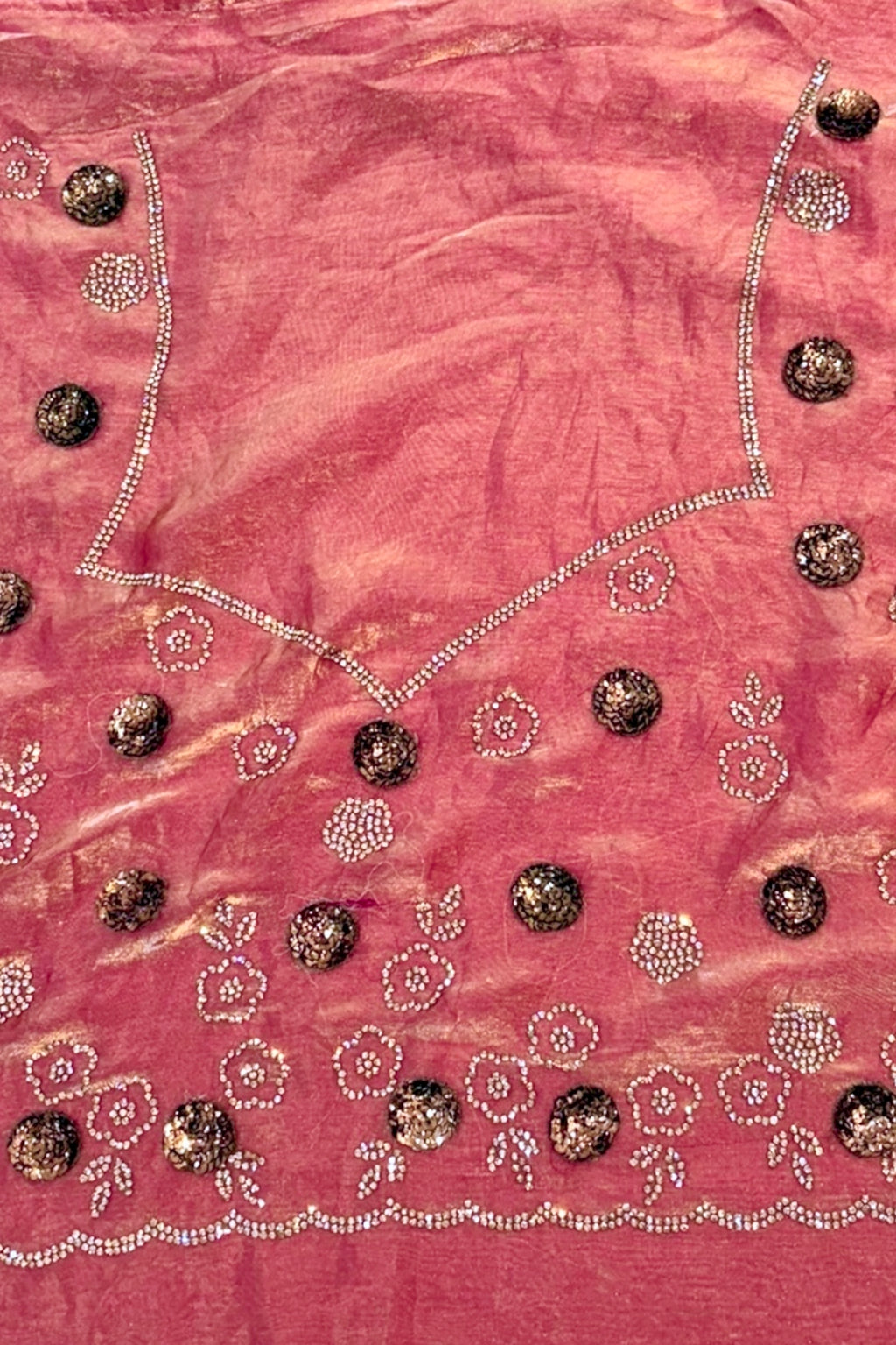 Rose sequins fendy saree - Pink