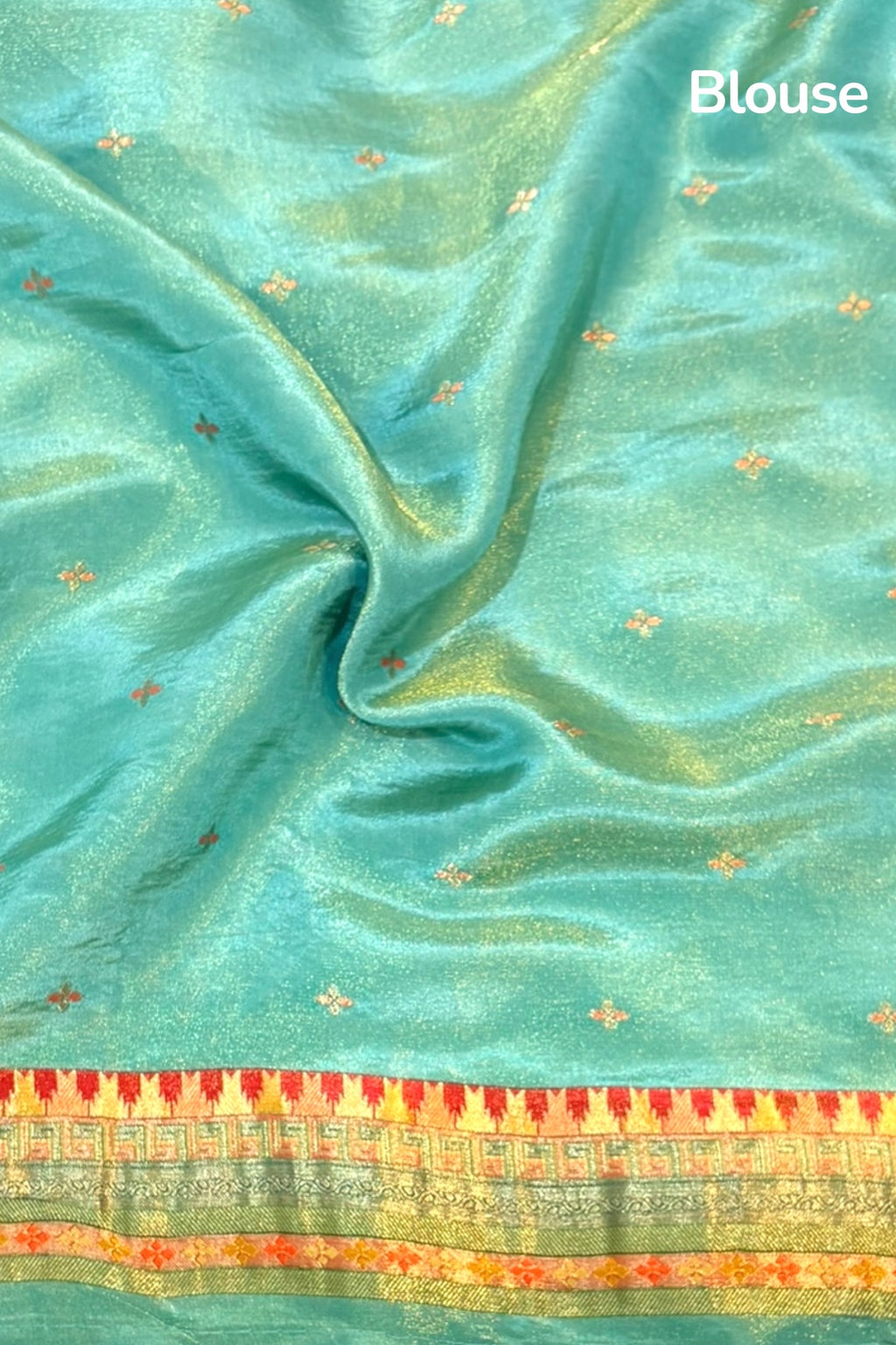 Floral tissue organza saree - Turquoise