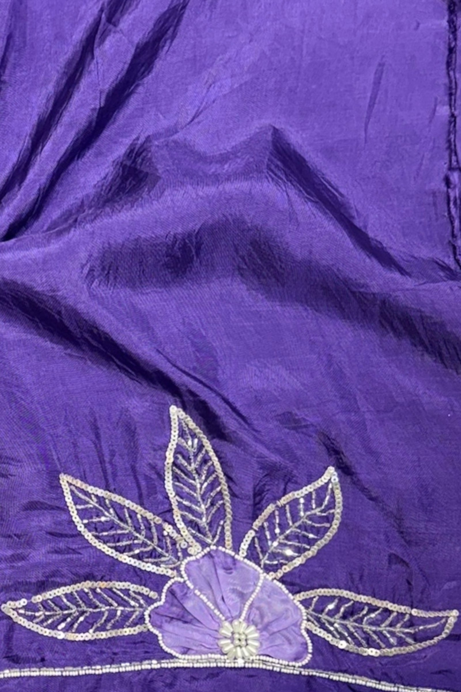 Soft satin organza shaded saree - Royal purple