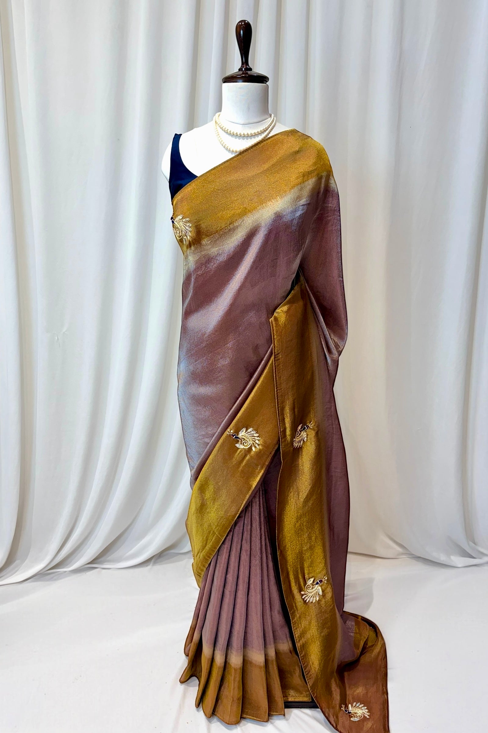 Soft tissue embellished saree - Grey