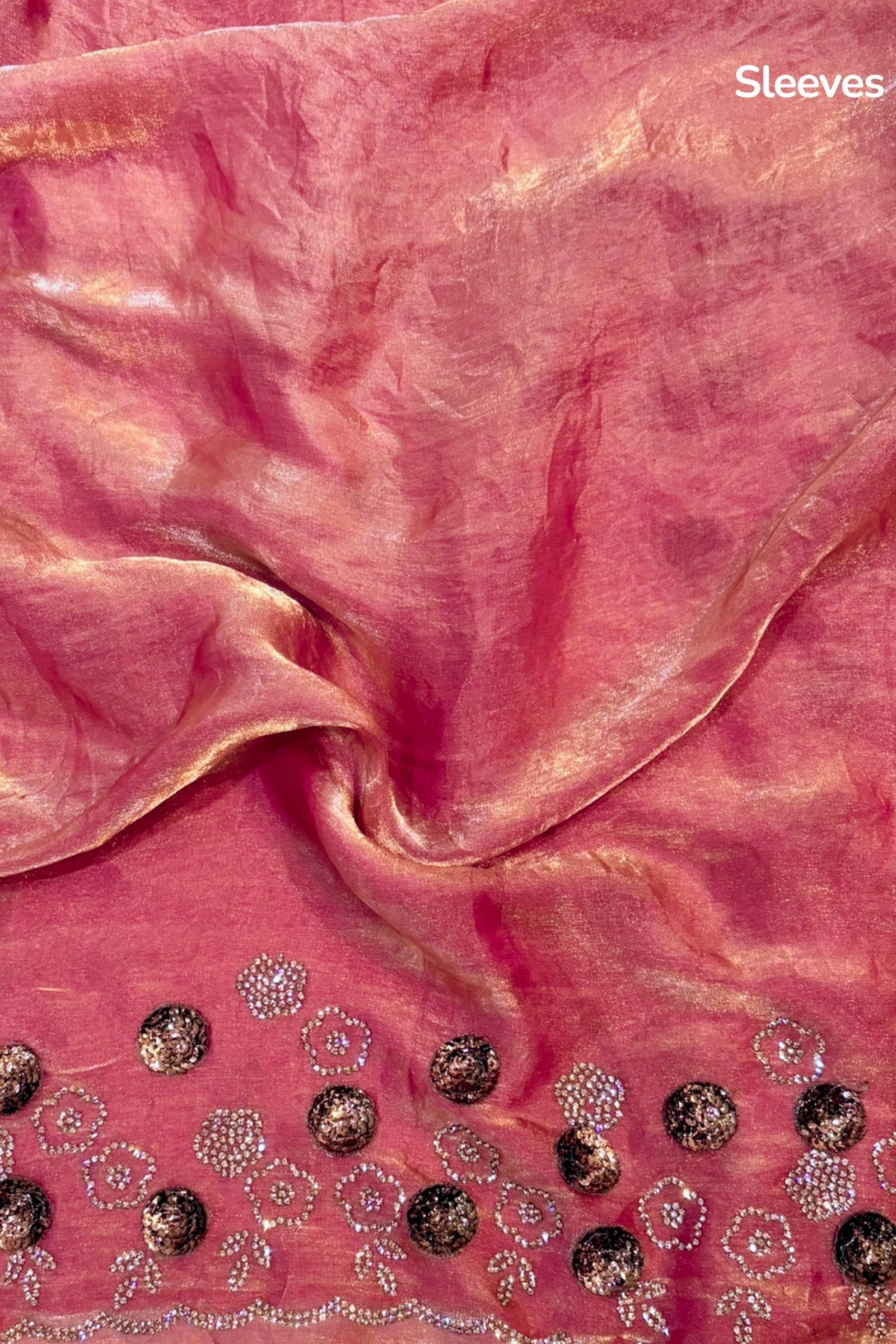 Rose sequins fendy saree - Pink