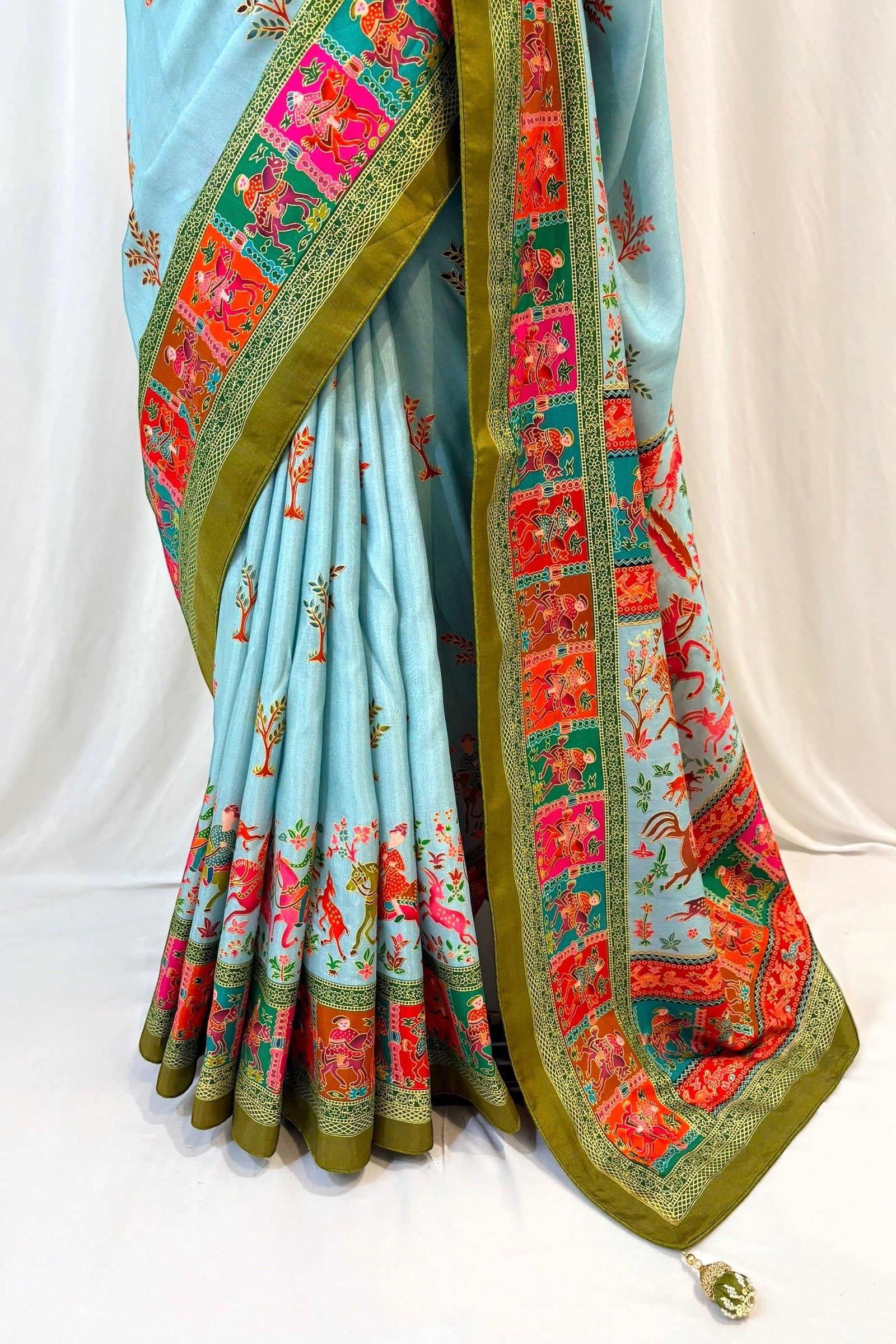 Soft cotton silk saree - Sky blue