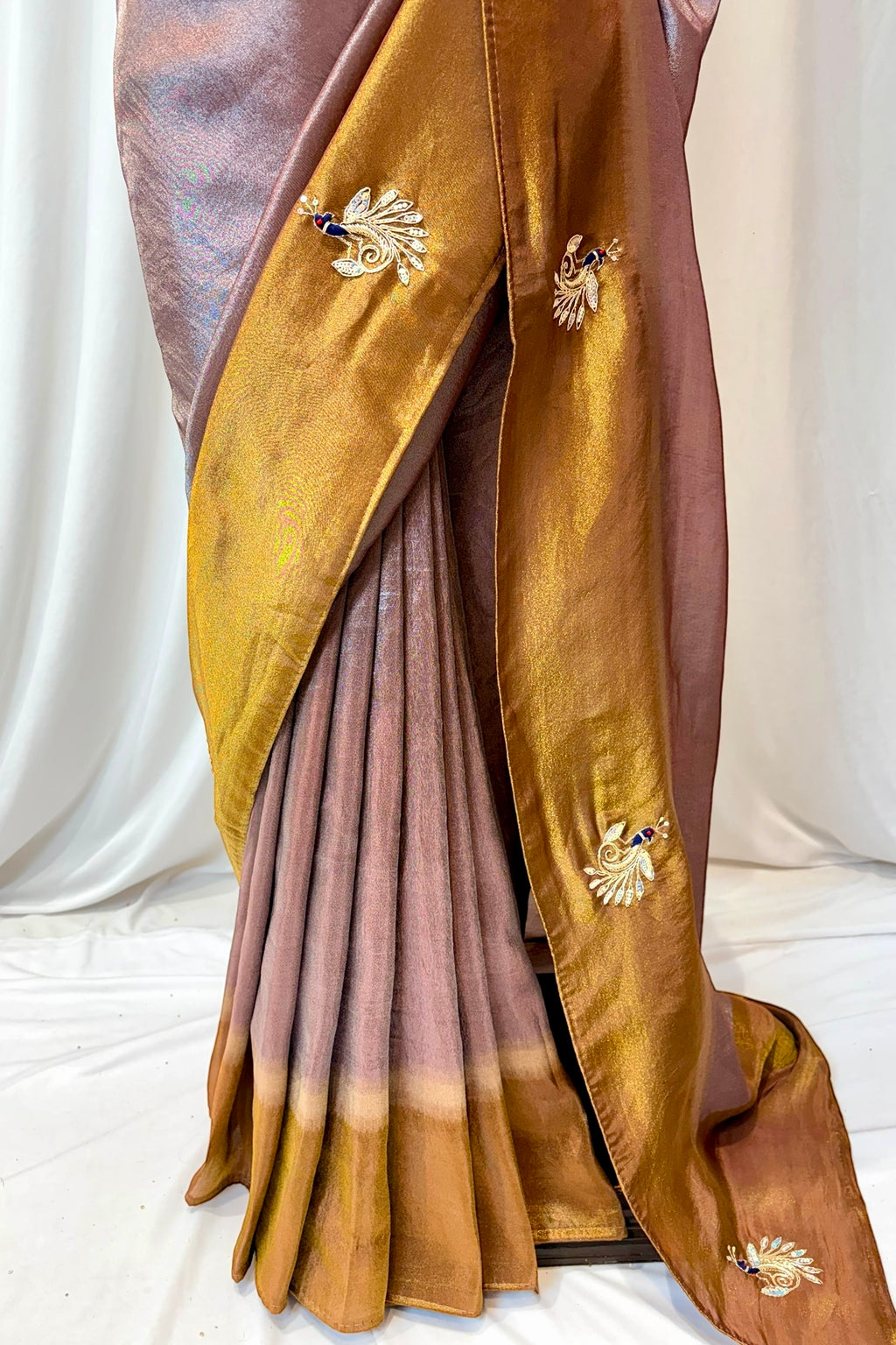 Soft tissue embellished saree - Grey